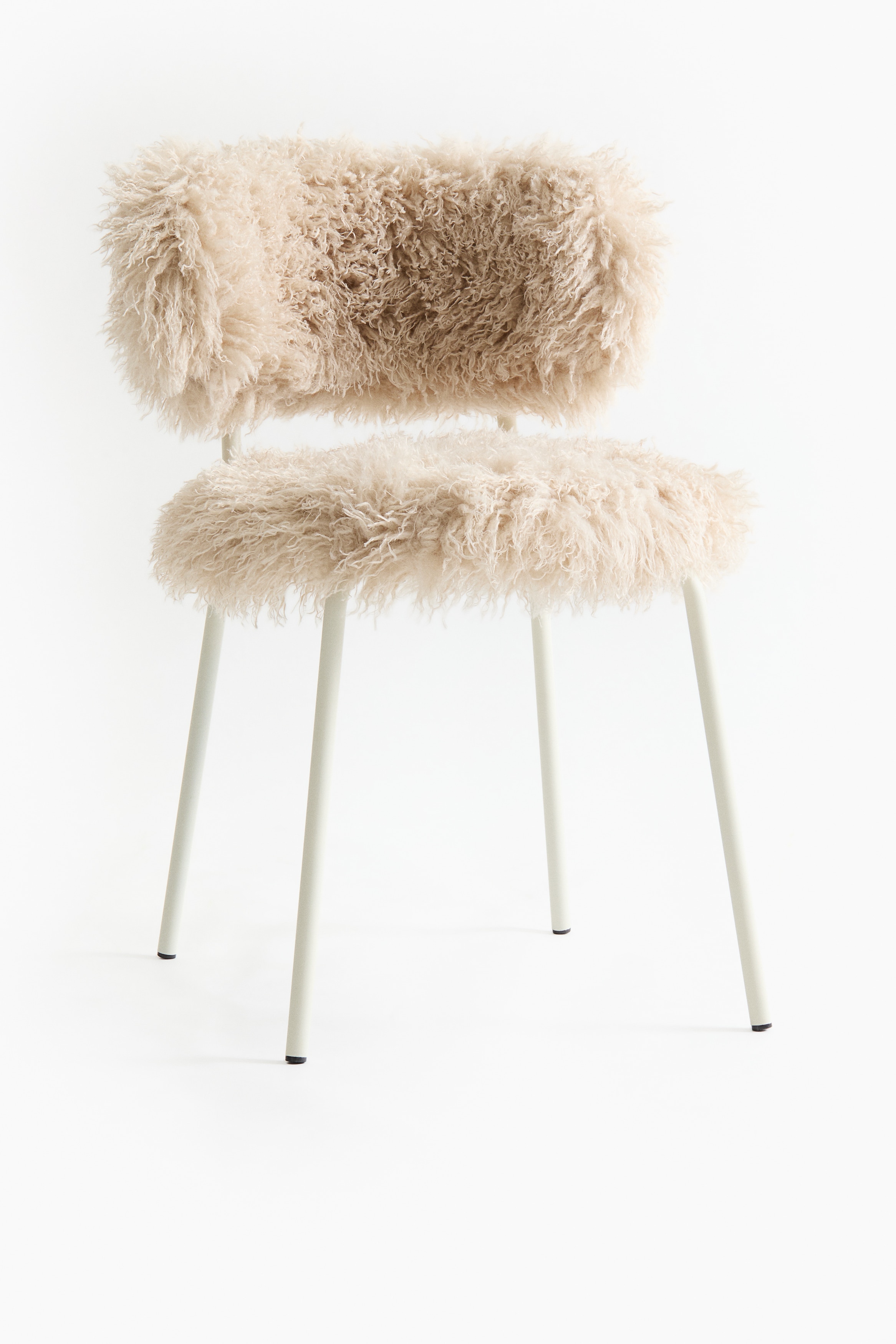 Sedia da pranzo con cuscino peloso - Beige chiaro