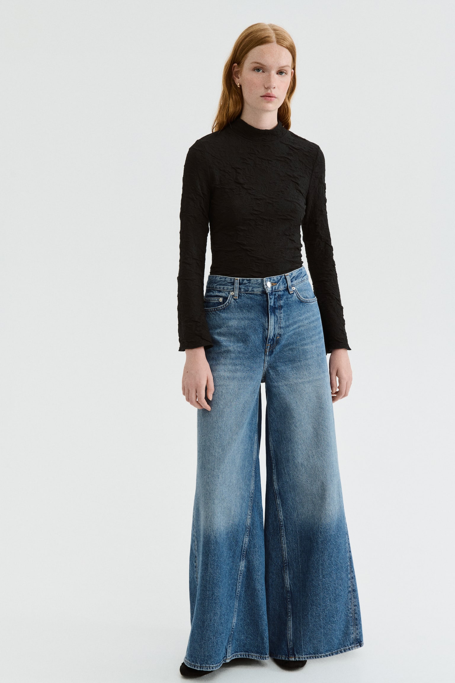 Женский топ H&M Cutout Jacquard Jersey Top, цвет: Чёрный — фото 3