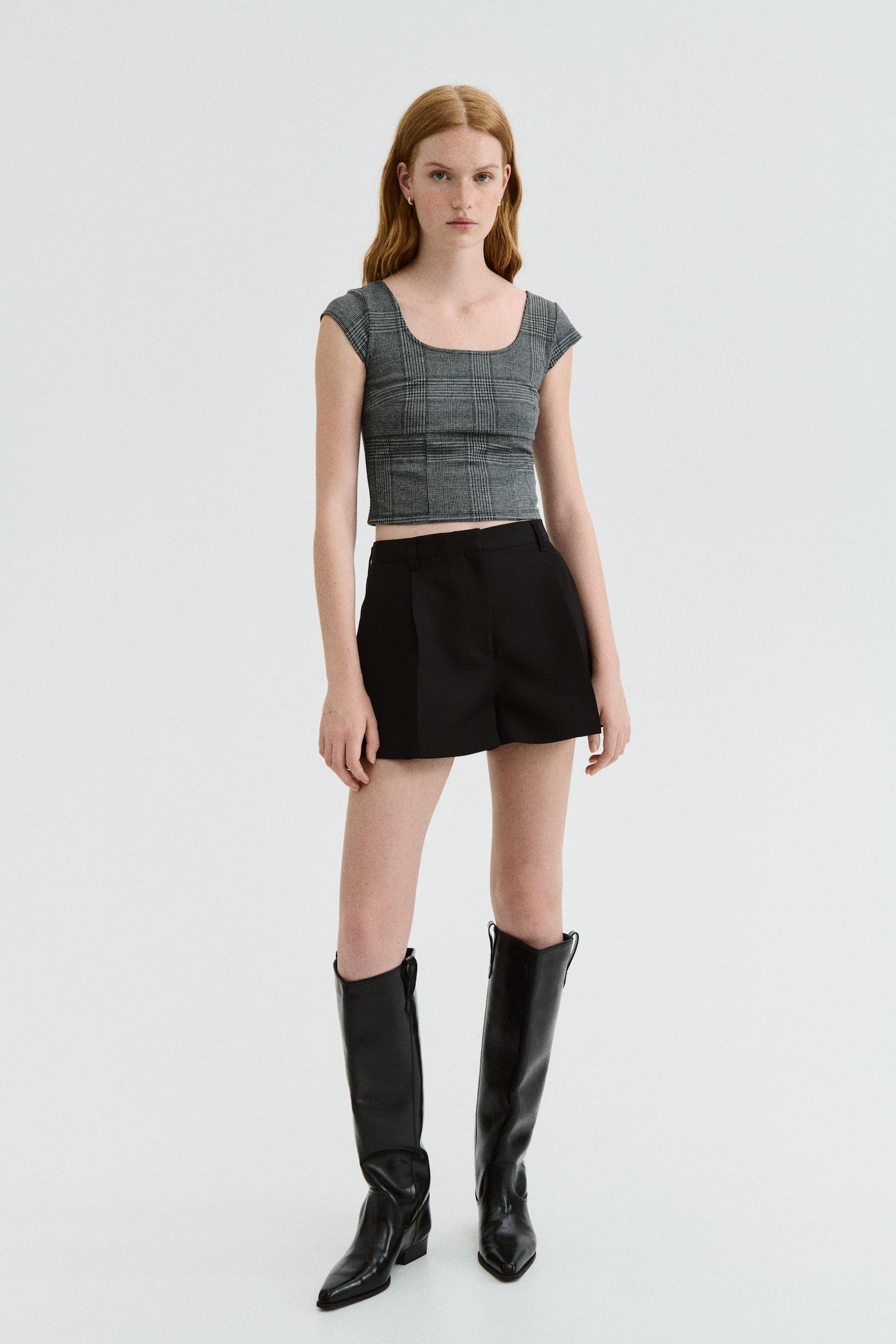 Áo tay hến - Màu xám/Kẻ ca rô/Màu đen/Màu be/Hoa văn răng chó - 5