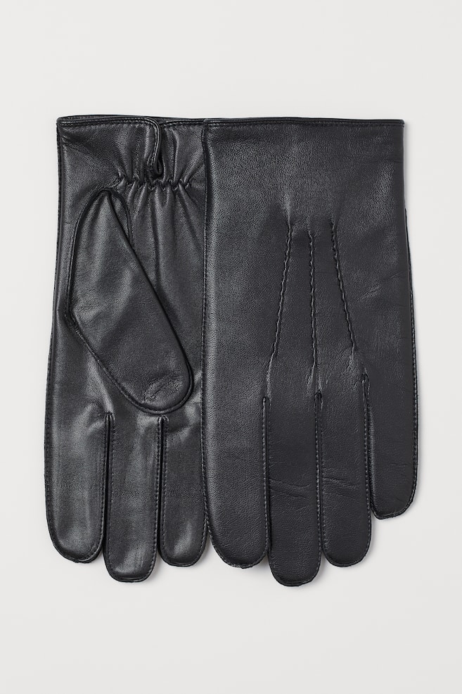 Skórzane rękawiczki - Czarny - 2