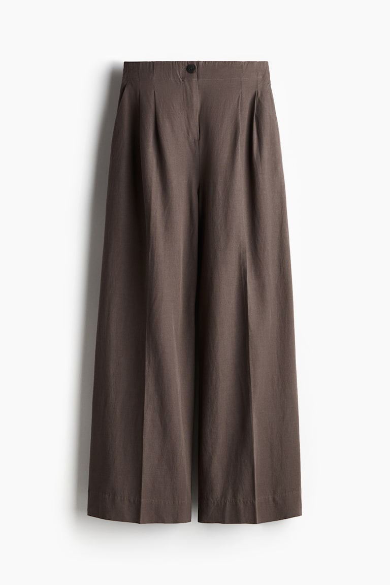 Široke pantalone od mešavine lana