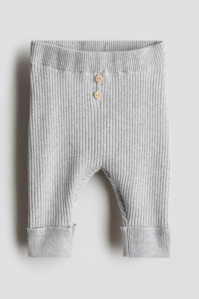 Rib-knit trousers - Light grey marl/Light beige/Dark grey - 1