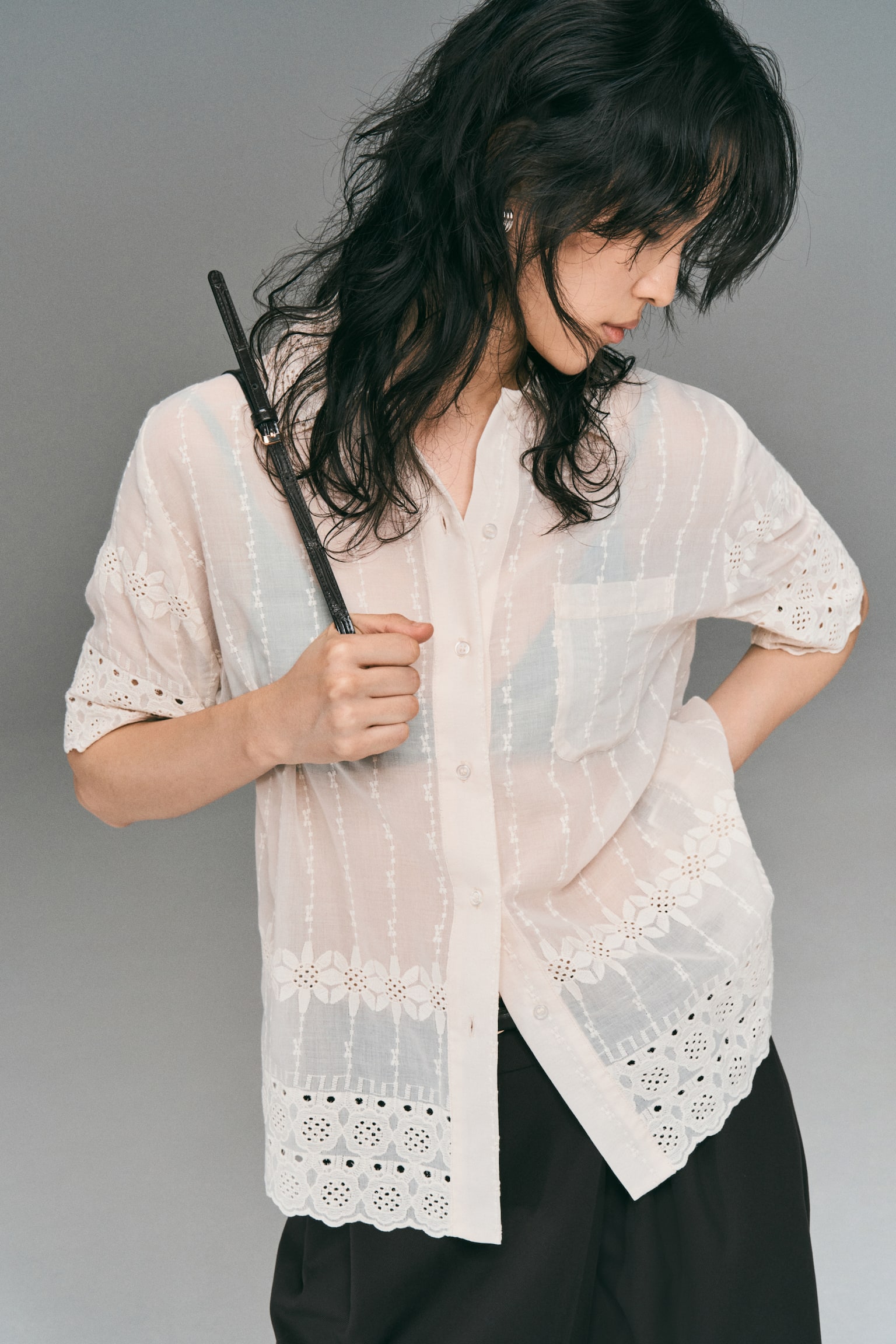 Embroidered shirt - Cream - 6