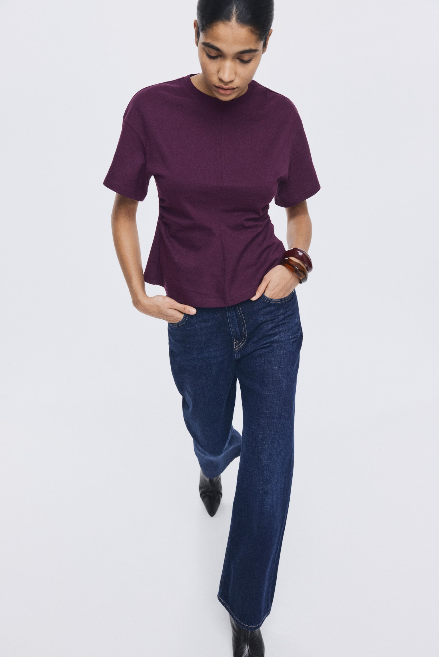 Waisted T-shirt - Dark purple/Black - 4