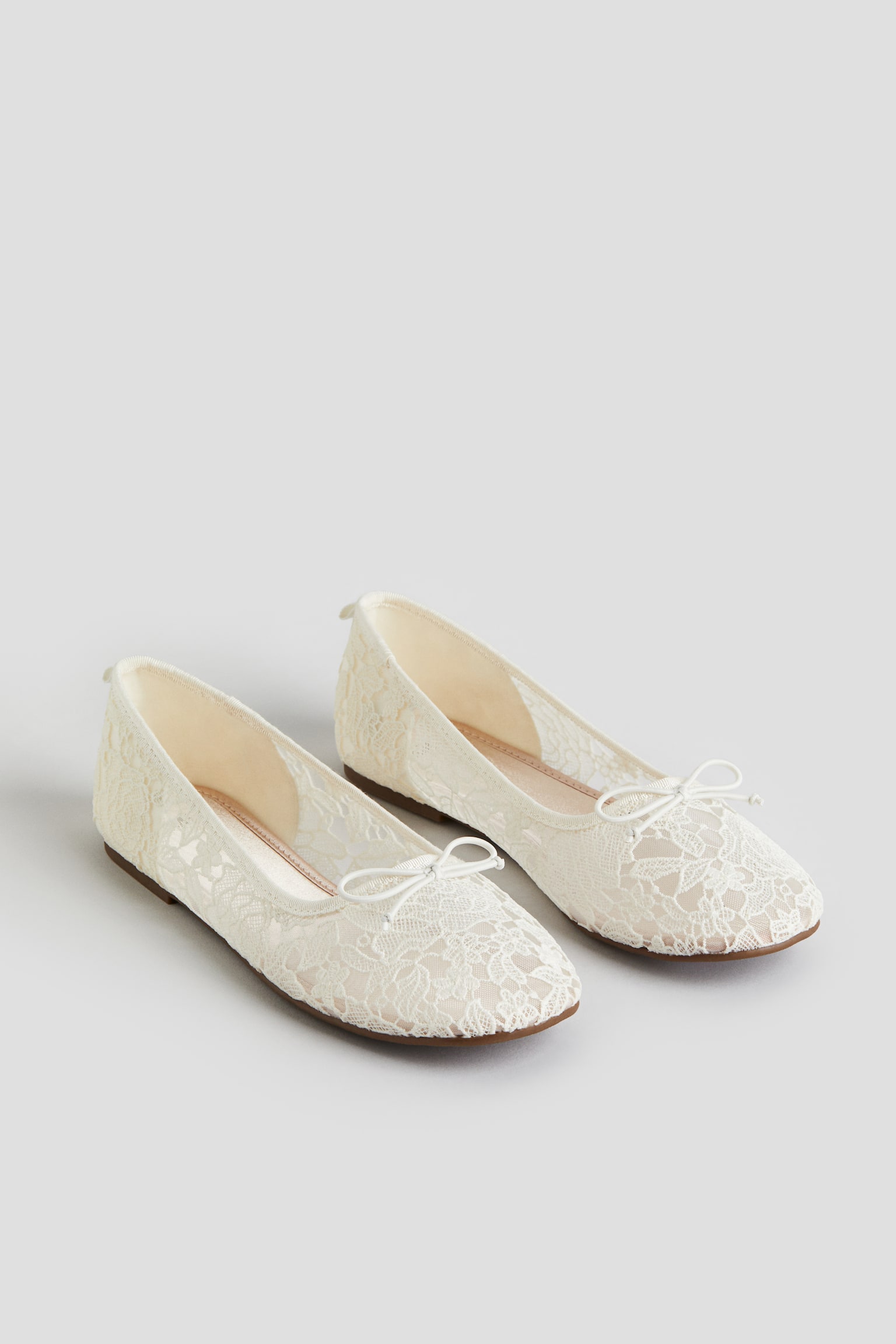 Ballet Flats - White/Light greige/Rhinestones - 1