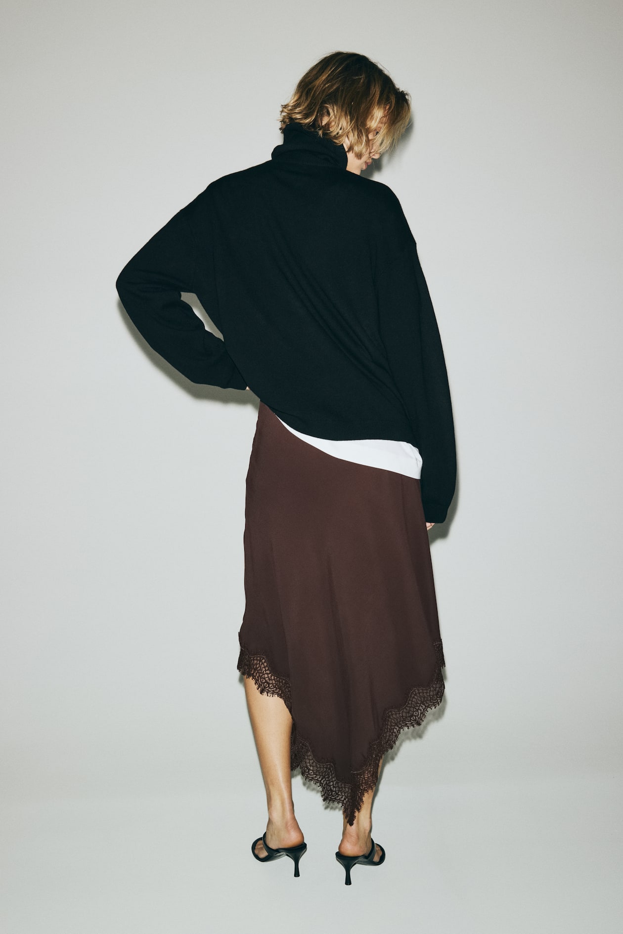 Asymmetric Viscose Satin Skirt - image 4