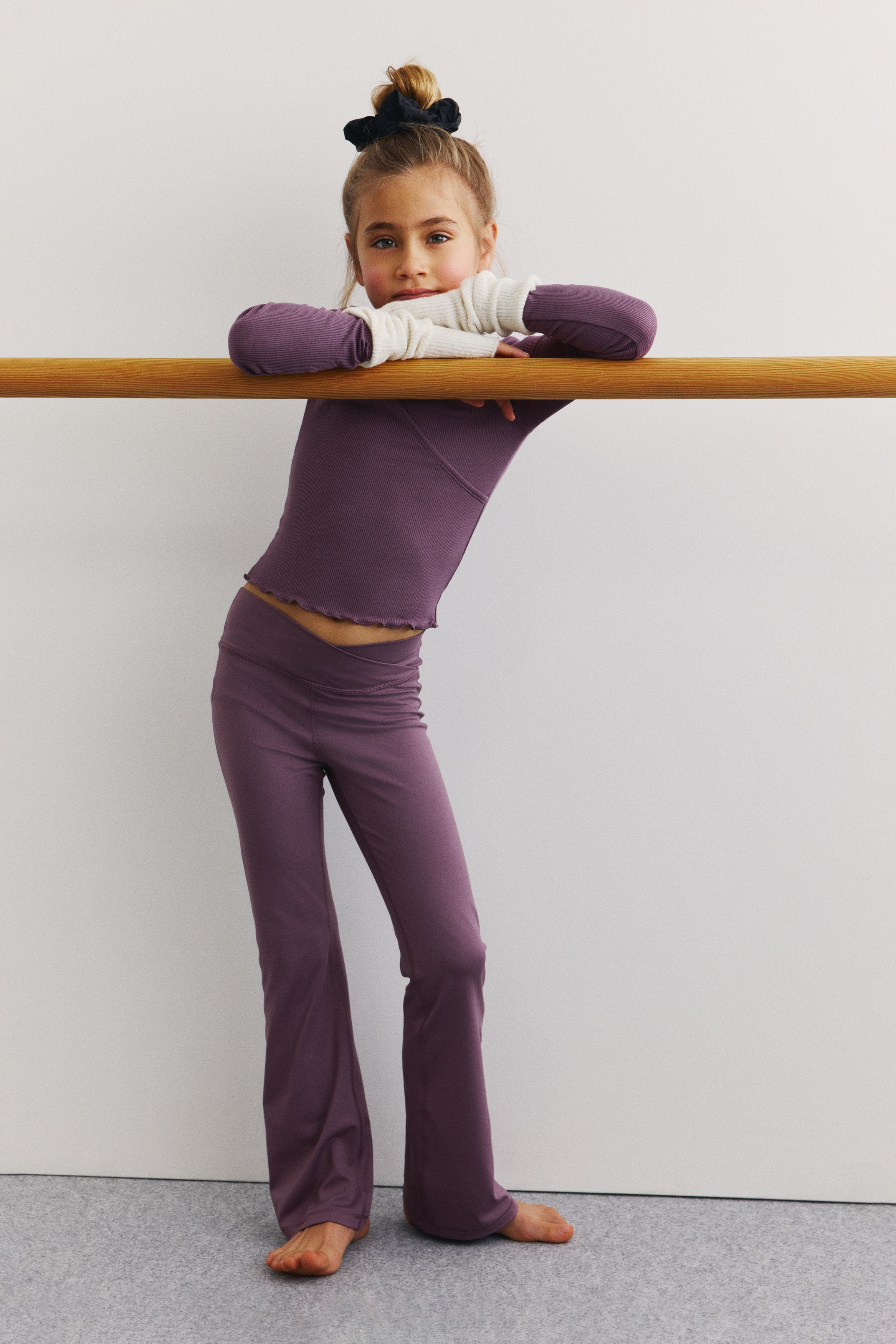 Træningsleggings med svaj og SoftMove™ - Mørk rosa/Lys rosa/Støvet lilla