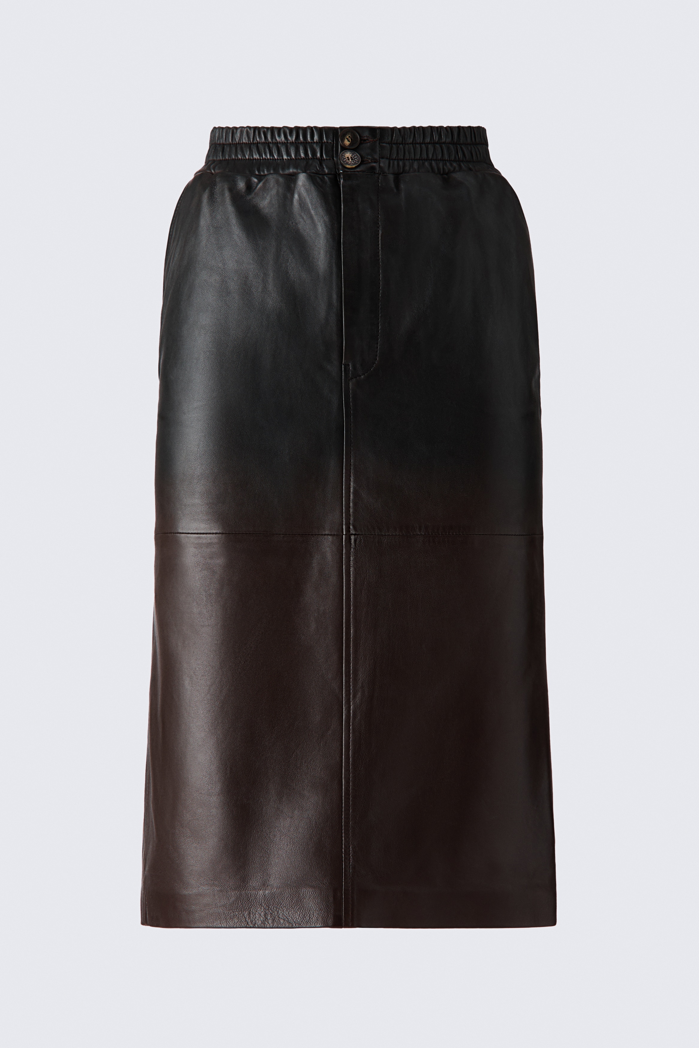 Leather midi skirt - Black/Brown