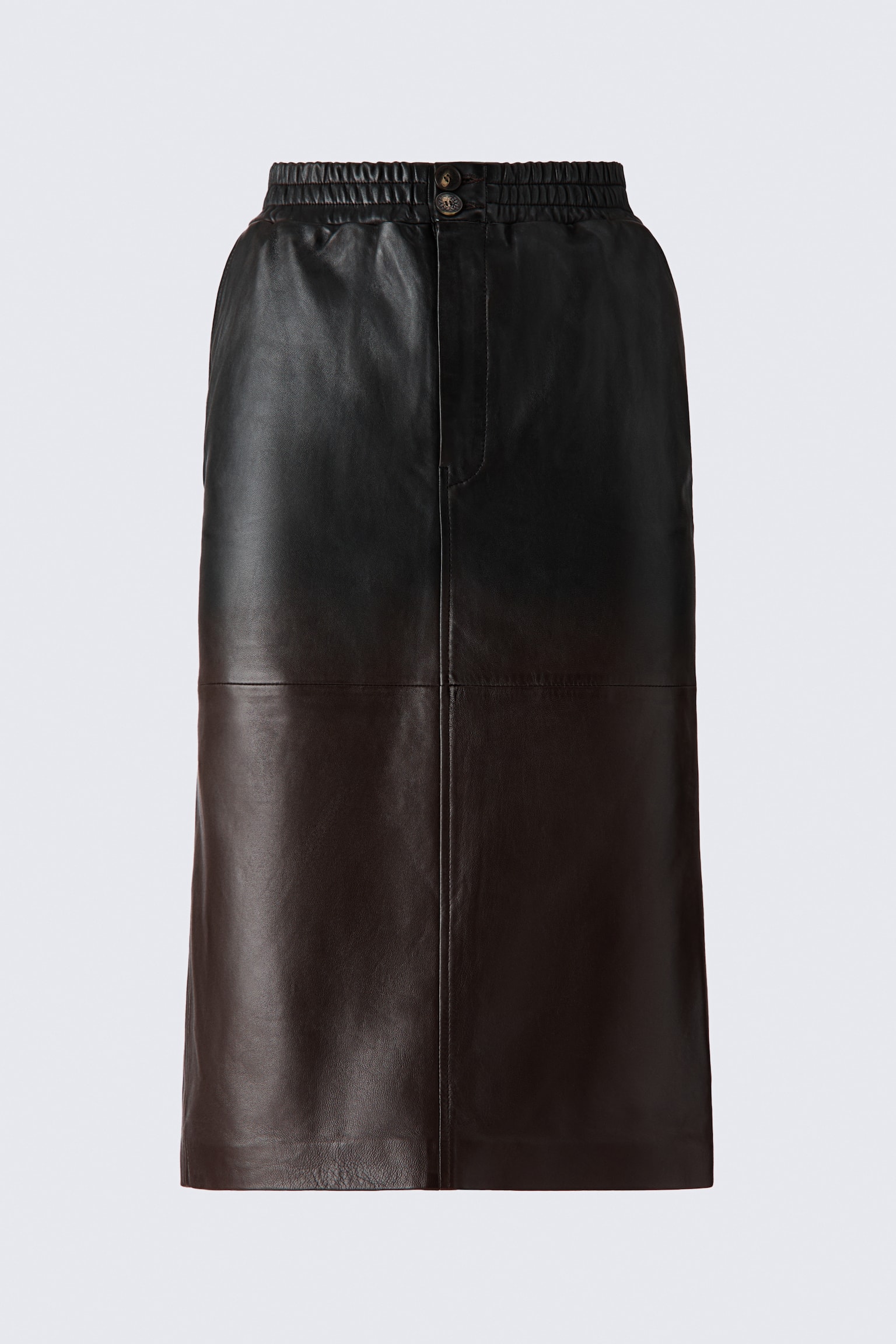 Женская юбка H&M Leather Midi, цвет: Чёрный / Коричневый — фото 1