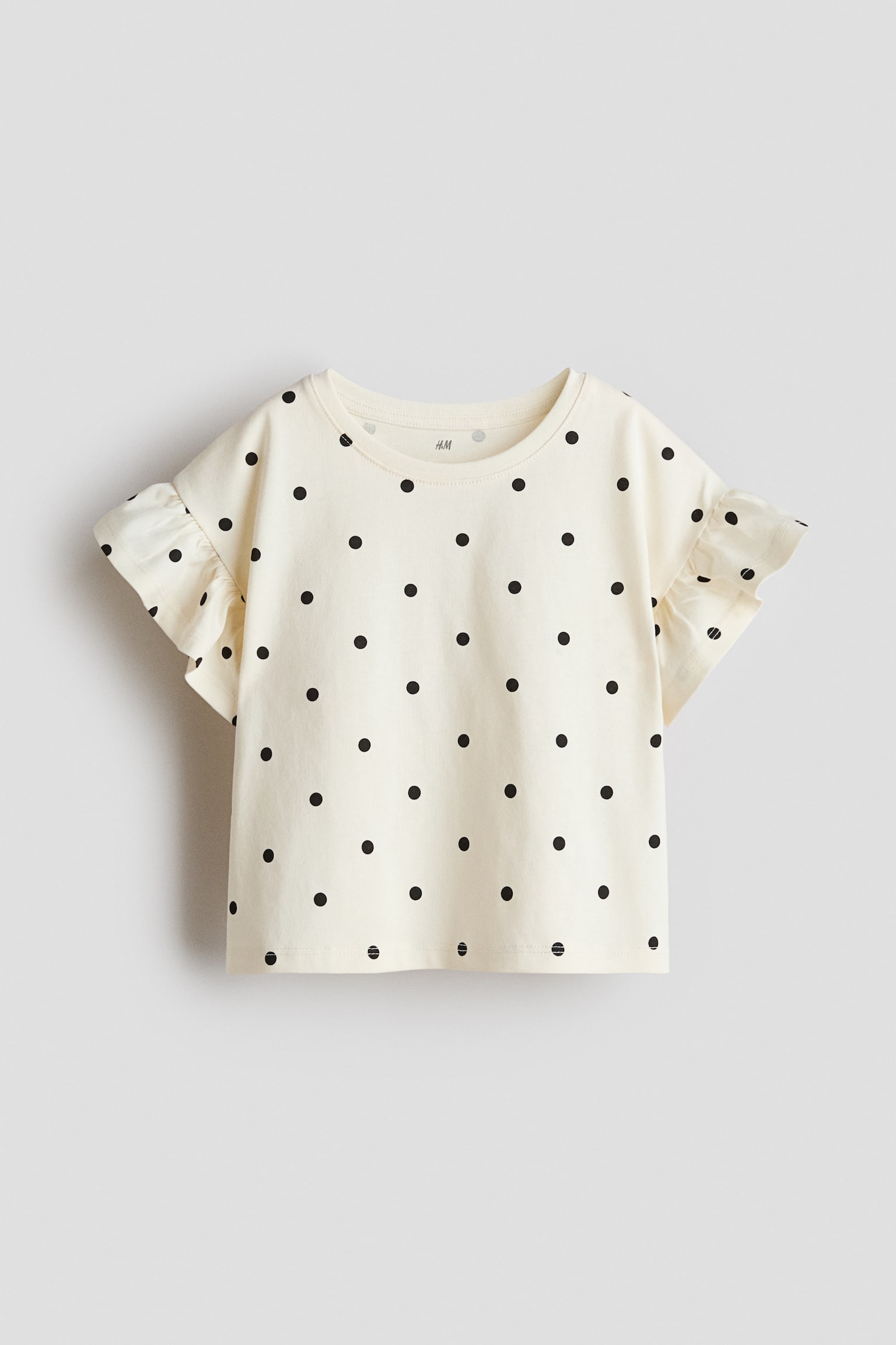 Flutter-sleeved top - Cream/Spotted/Light beige/Leopard print/White - 1