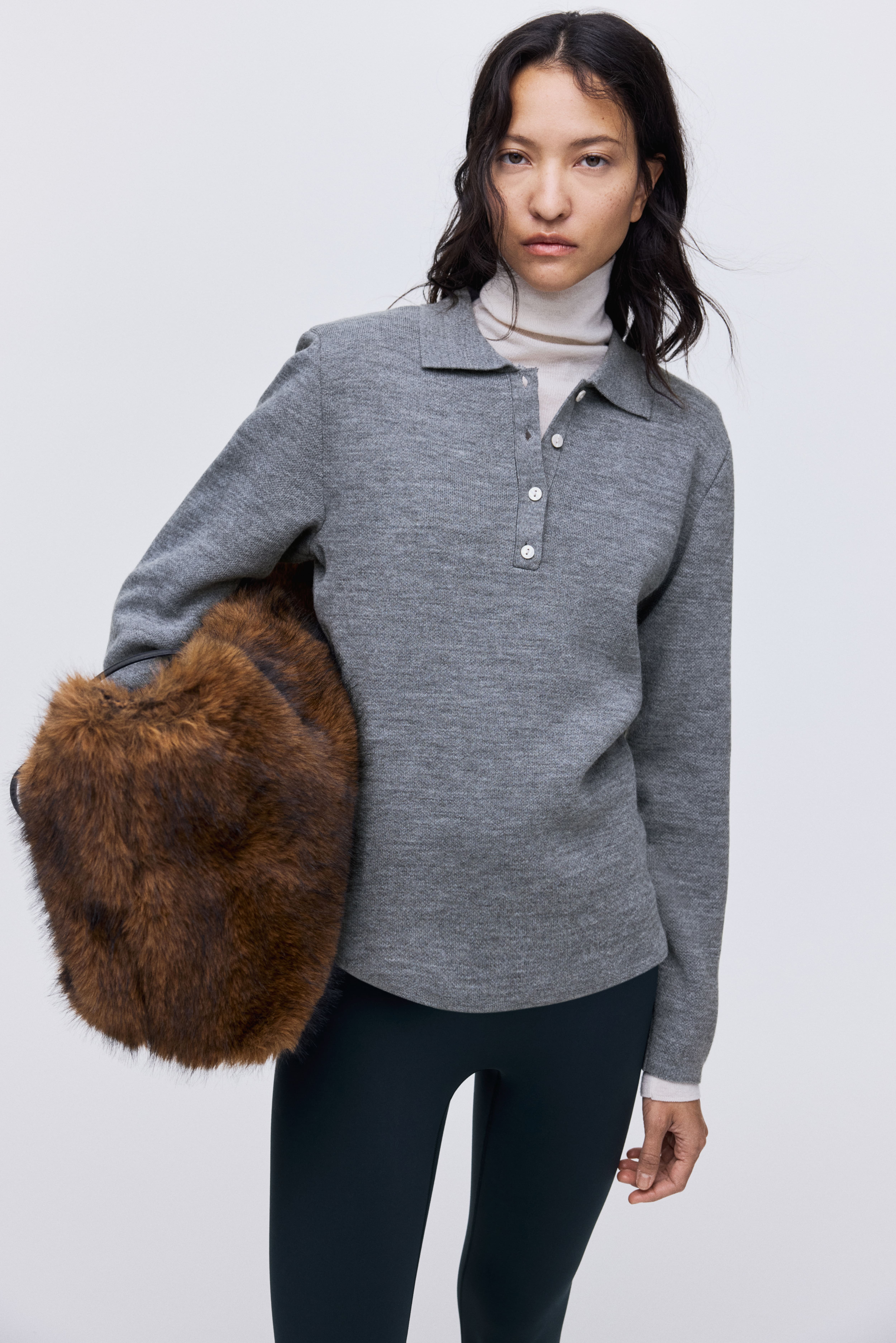 Shoulder-Pad Polo Sweater