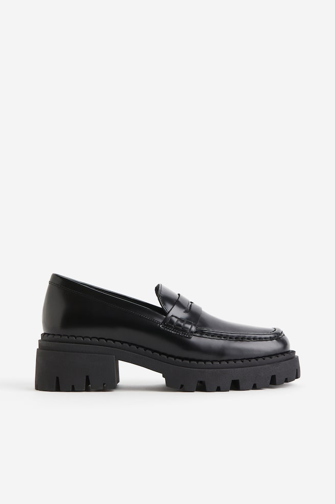 Chunky leather loafers - Black - 1