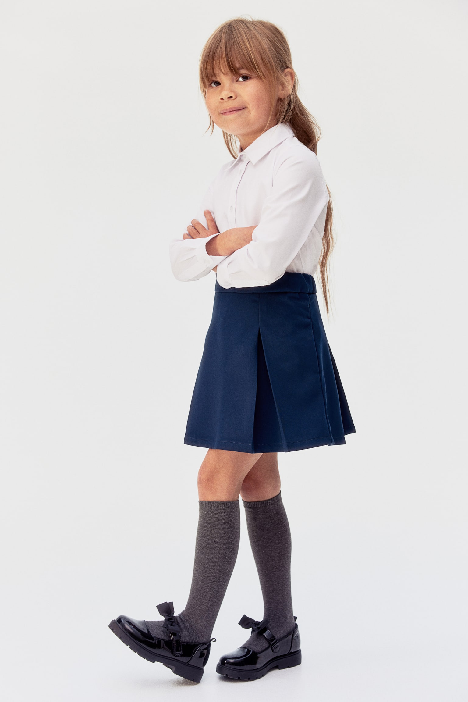 2-pack pleated school skirts - Navy blue/Dark grey/Black - 1