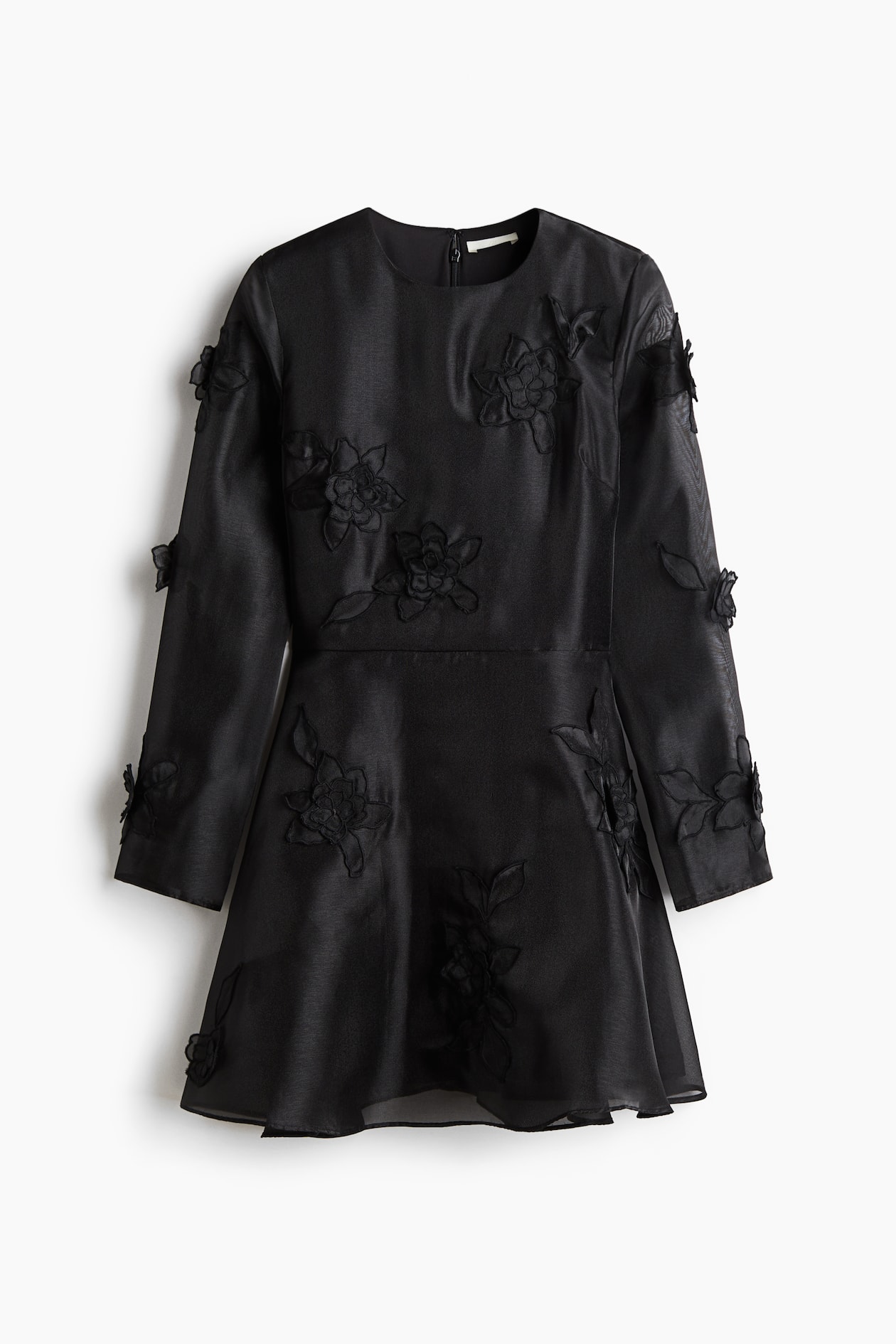 Women's Black Appliqud Organza Dress | H&M US