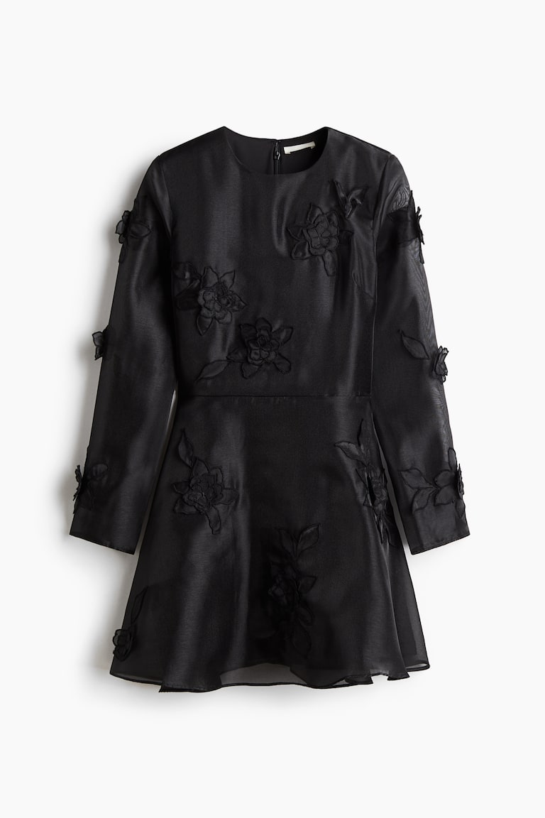 chinese dress ladies Black Velvet Midi Dress Organza Sleeves main image 1