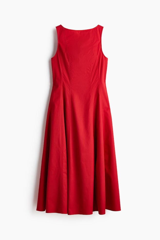 Robe découpée en twill - Rouge vif/Noir - 1