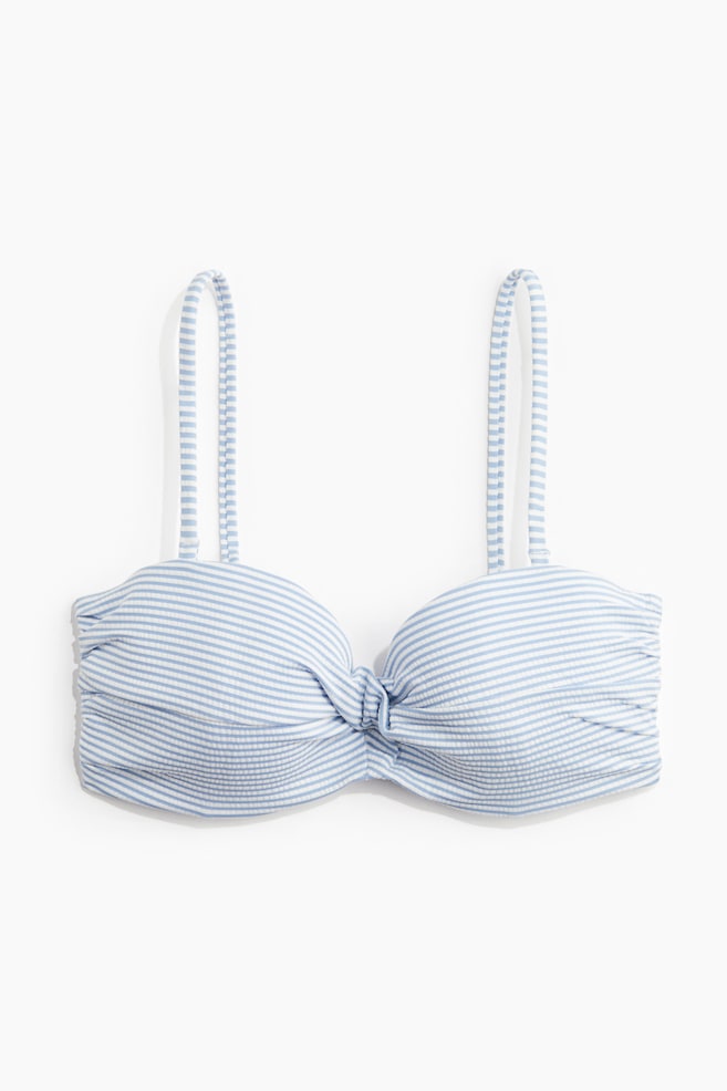 Wattiertes Balconette-Bikinitop - Hellblau/Gestreift/Weiß - 1