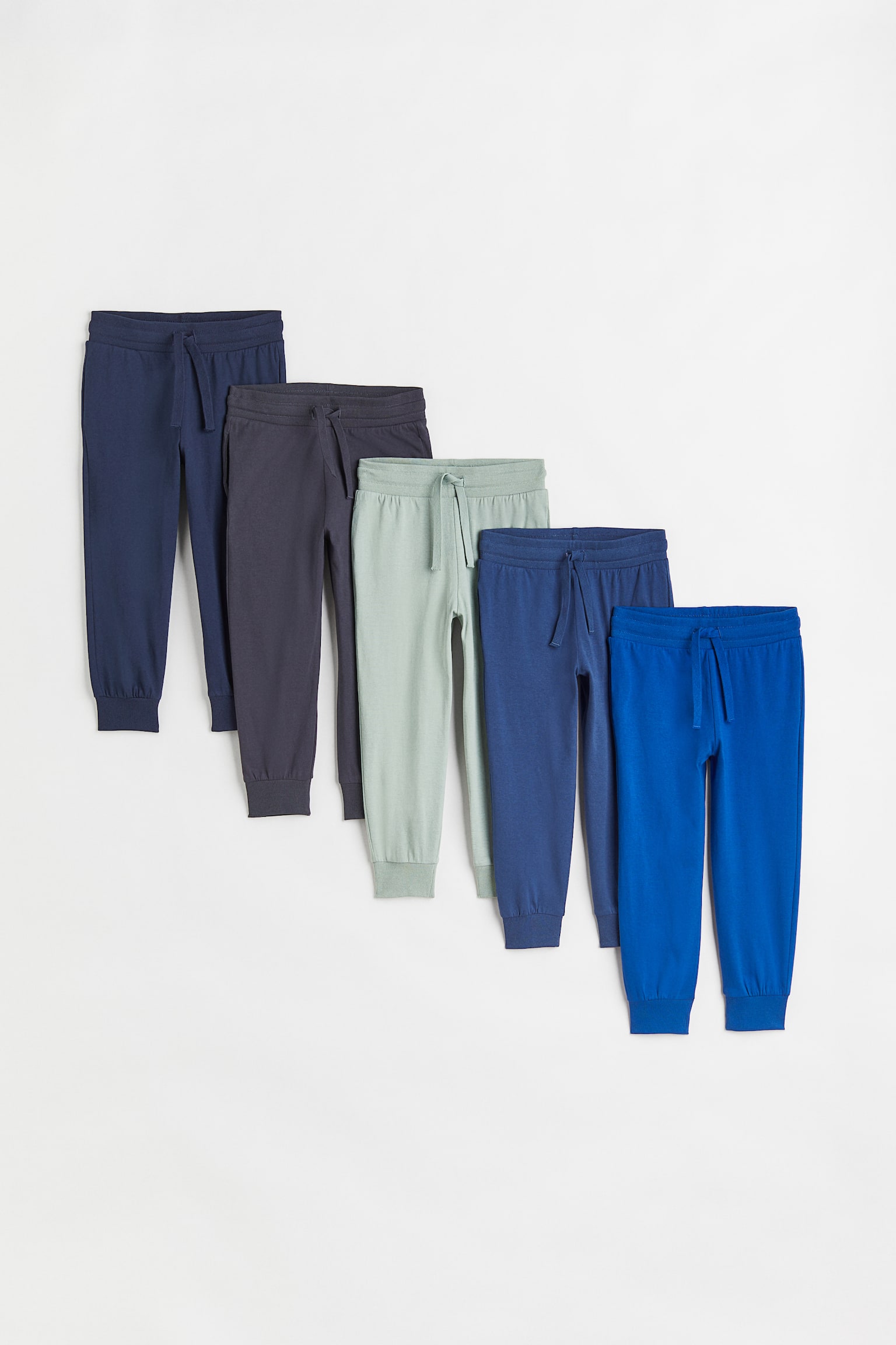 5-pack cotton jersey joggers - Blue/Light green