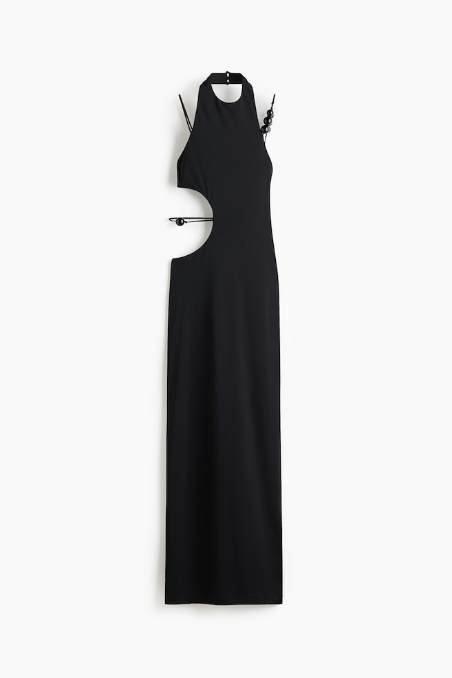 Beaded Cutout Dress - Black - 1