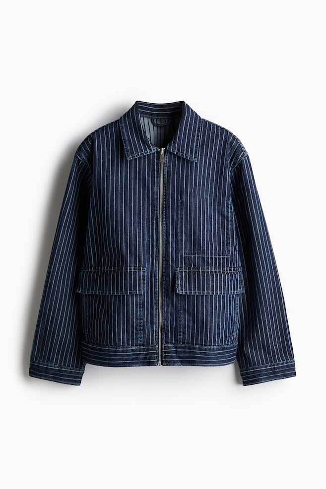 Cazadora en denim - Azul denim oscuro/Rayas/Azul denim oscuro/Azul denim claro/Crema - 1