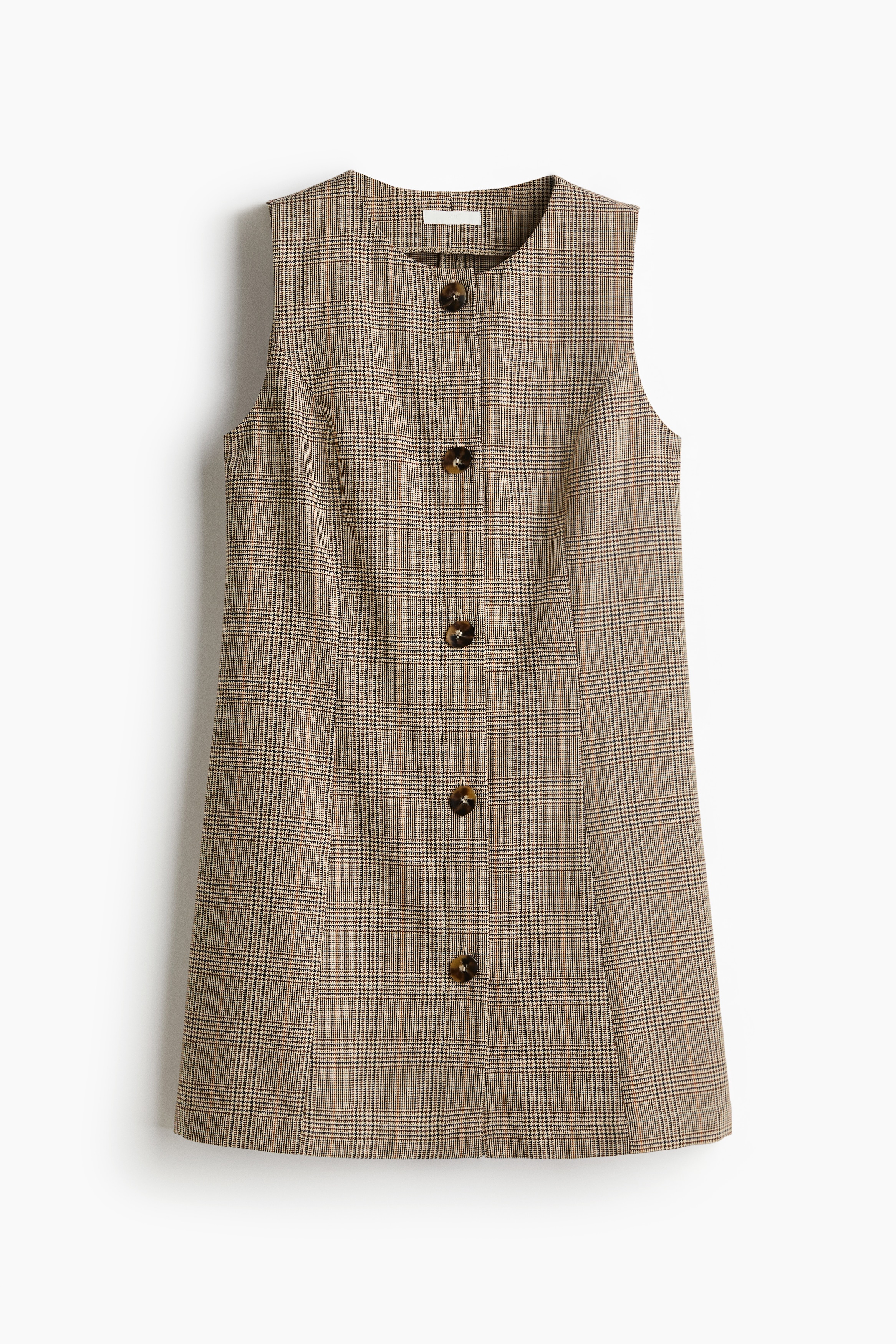 Shift Dress - Beige/plaid/Brown
