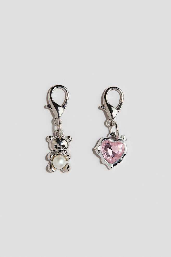 2-pack metal shoe charms - Silver-coloured/Teddy bear/Silver-coloured/Bows - 1