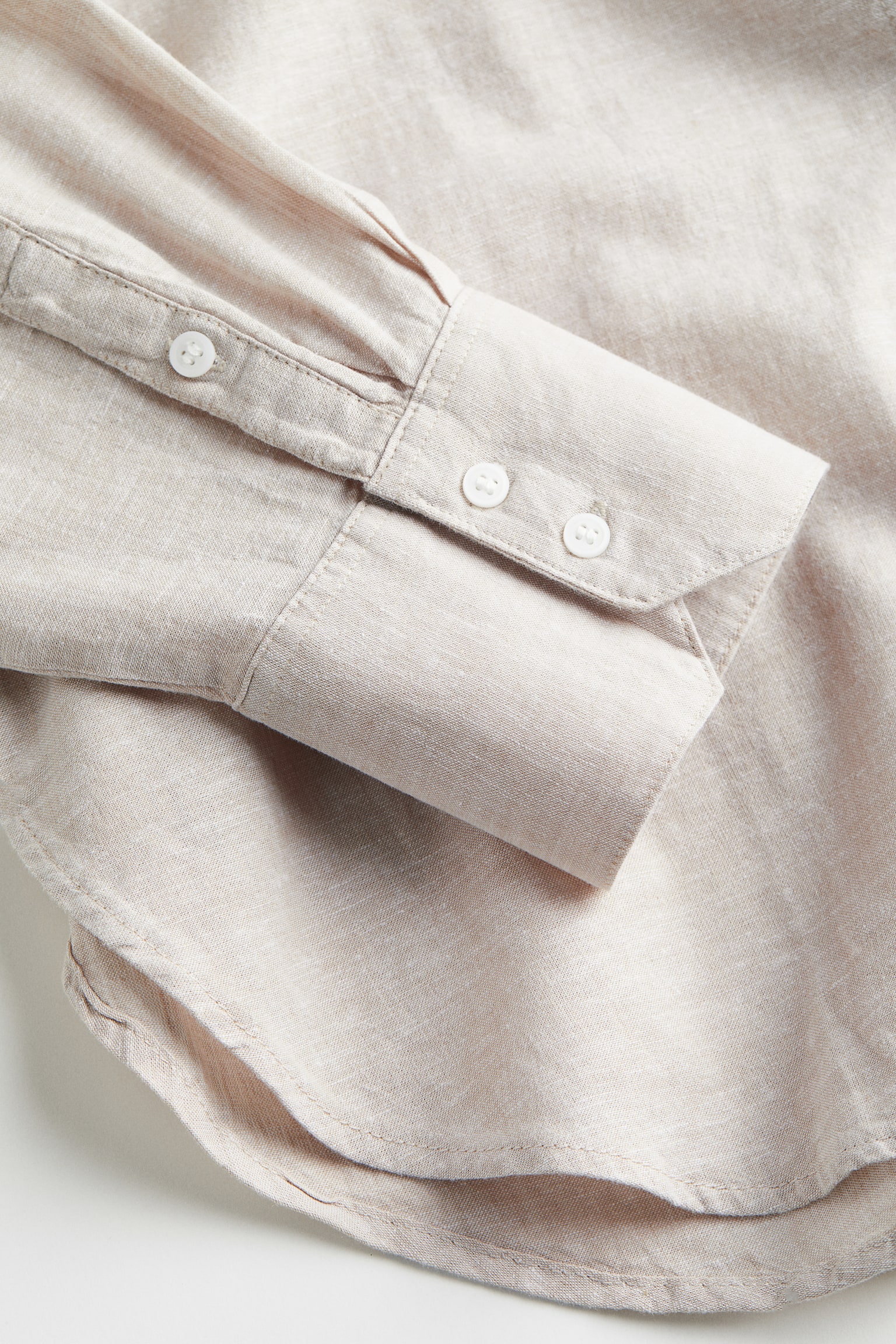 Linen Blend Shirt - Light beige/Blue/White - 2