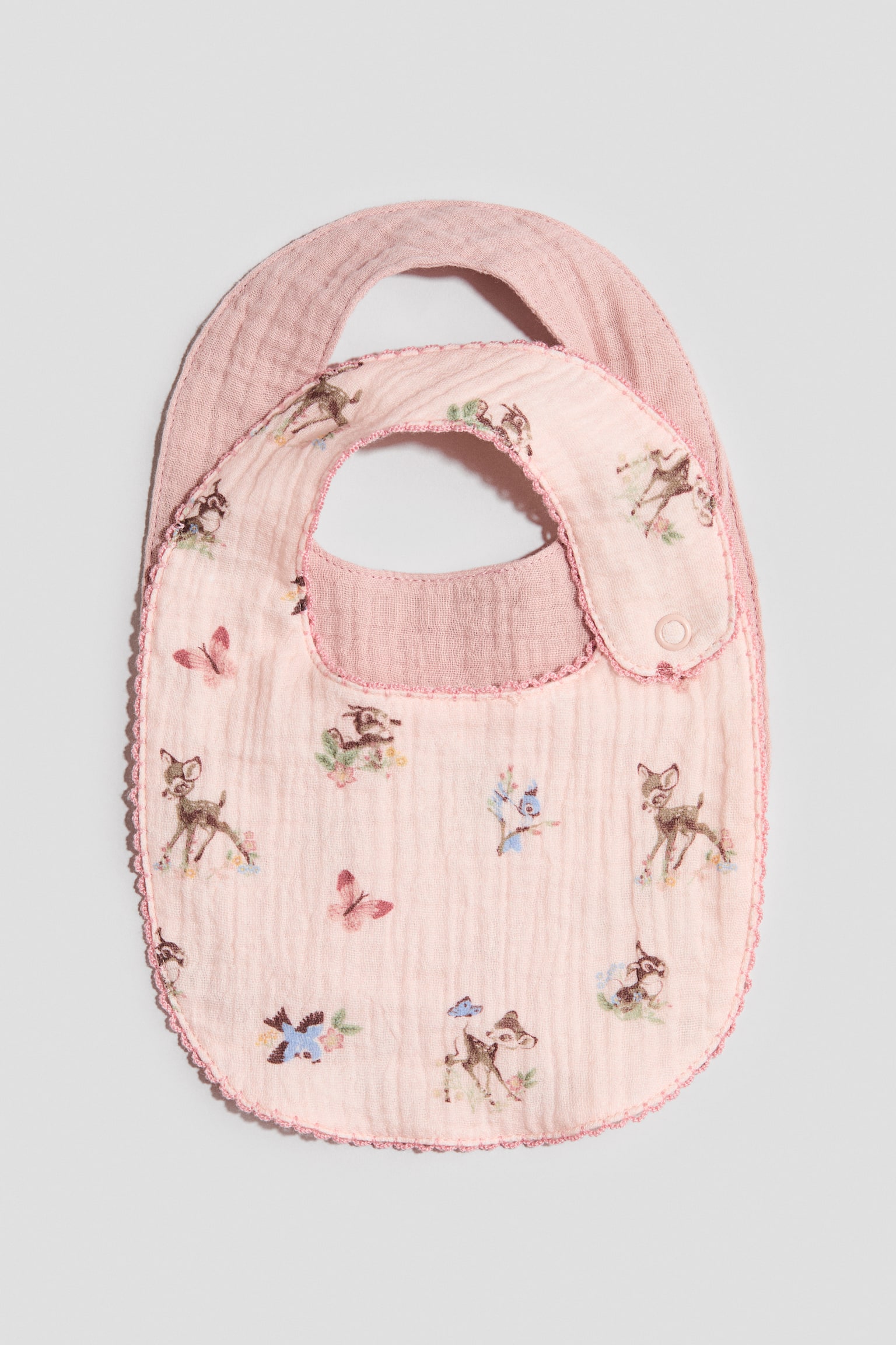 2-pack cotton muslin bibs - Pink/Bambi