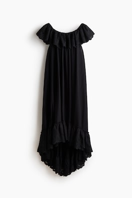 Off shoulder-klänning med broderie anglaise