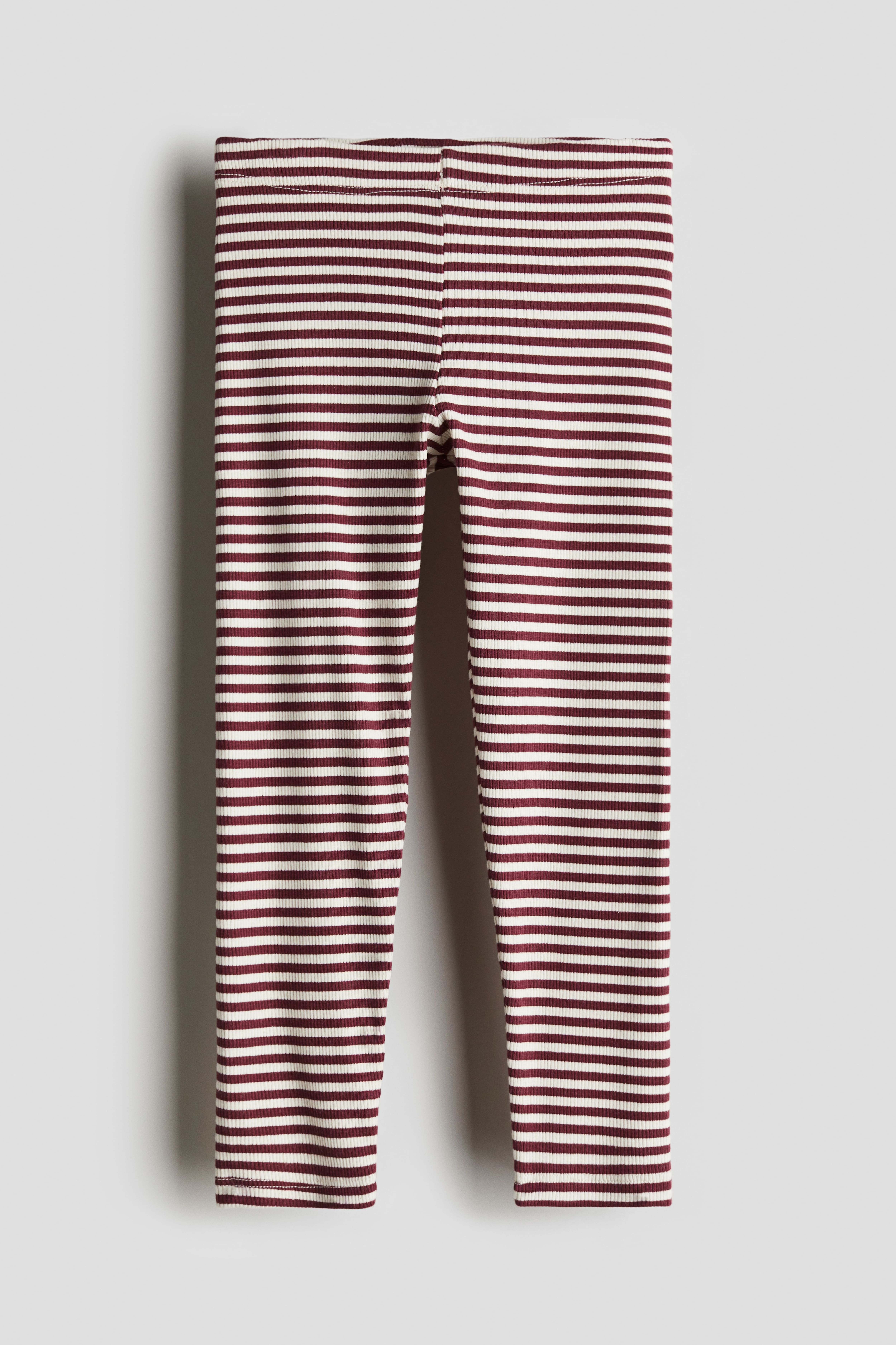 Girls red and white striped leggings best sale