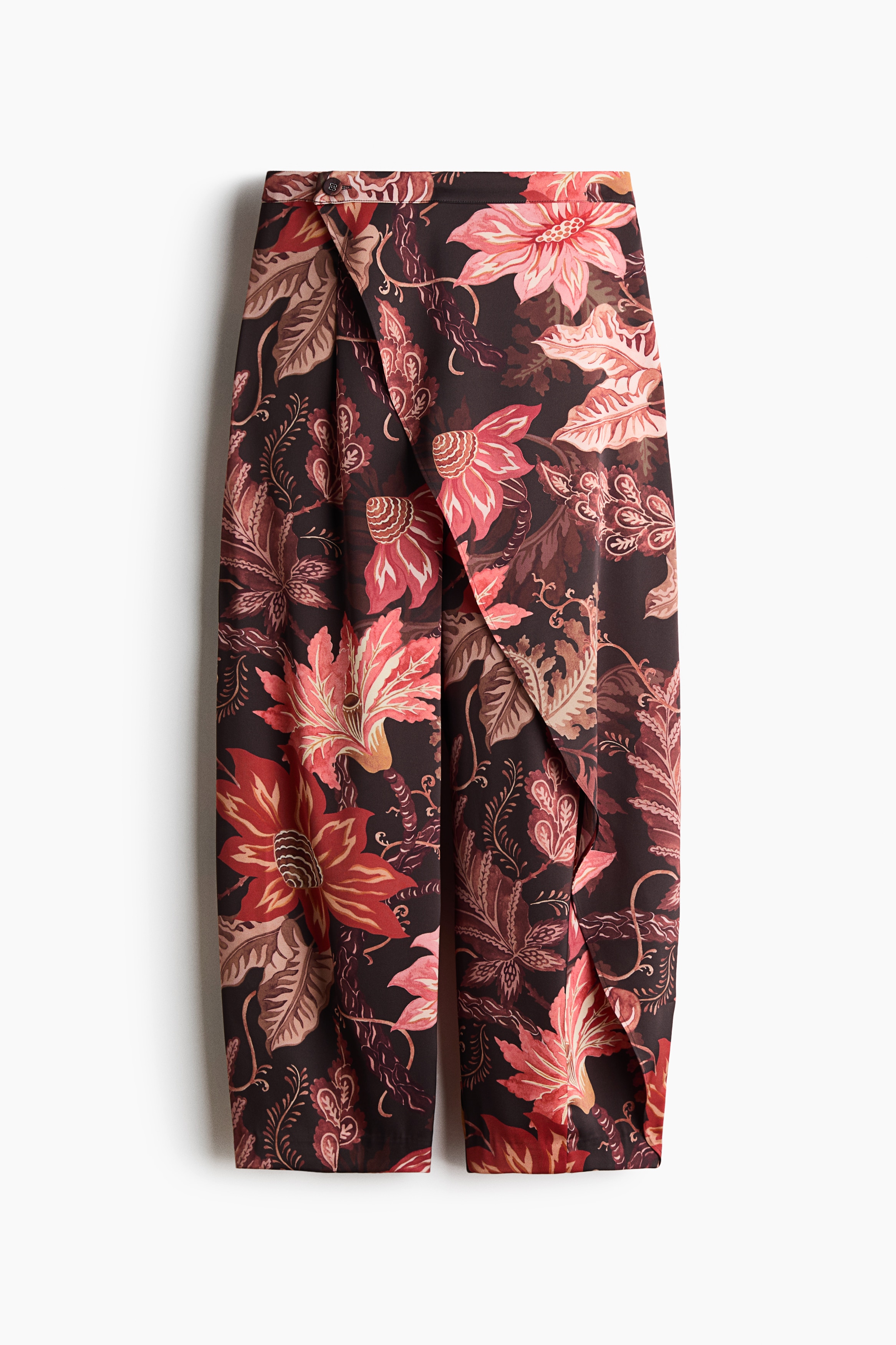 Wrap-detail barrel trousers - Black/Floral