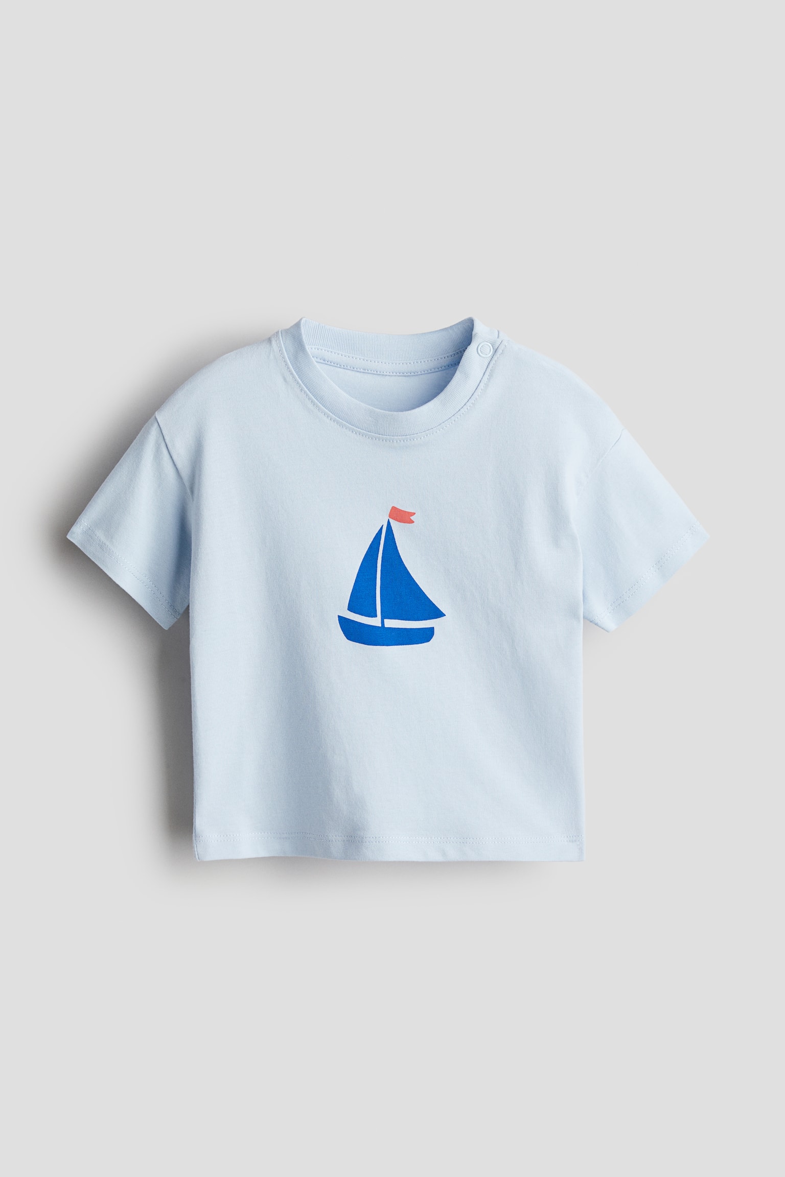 Cotton Jersey Tee - Light blue/Sailboat/White/Palm trees/White/Sea lions/Light beige/Vehicles/Green/Dinosaur/Peach/Seashells/Dark grey/Holiday Paradise/White/Happy Days!/Mint green/Ice cream - 1