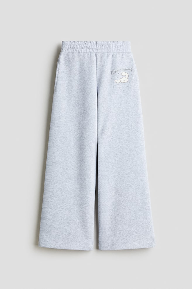 Pantaloni tip jogging largi flaușați pe interior - Gri-deschis melanj/Cinnamoroll/Crem/Snoopy - 1