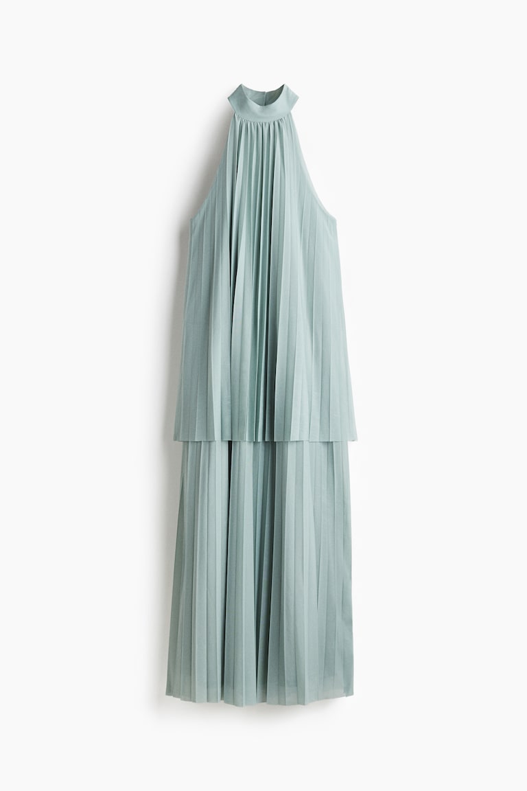 h&m pleated jersey dress Women's Cream Godet-pleated Jersey Dress