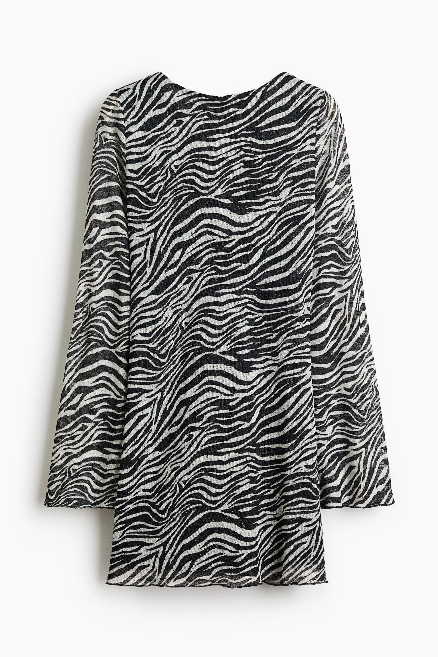 Printed tie-back dress - Black/Zebra print - 1