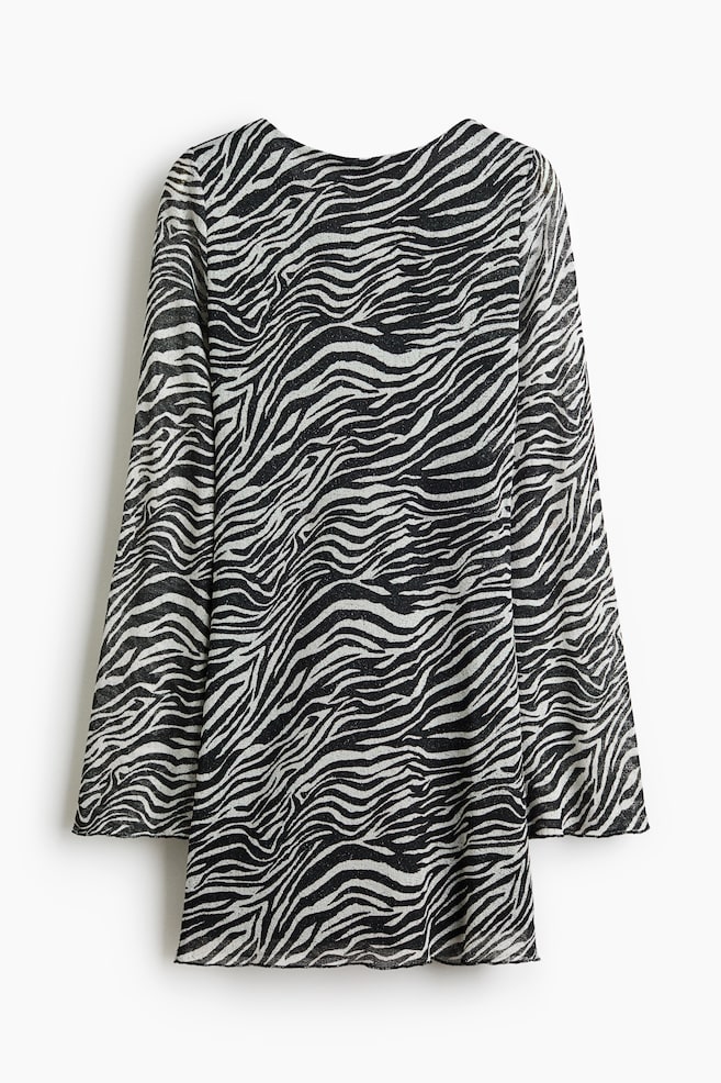 Printed Tie-Back Dress - Black/zebra print - 1