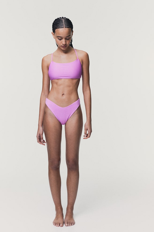 Top bikini con lacci da annodare - Rosa/Nero/Viola chiaro/Verde kaki scuro - 4