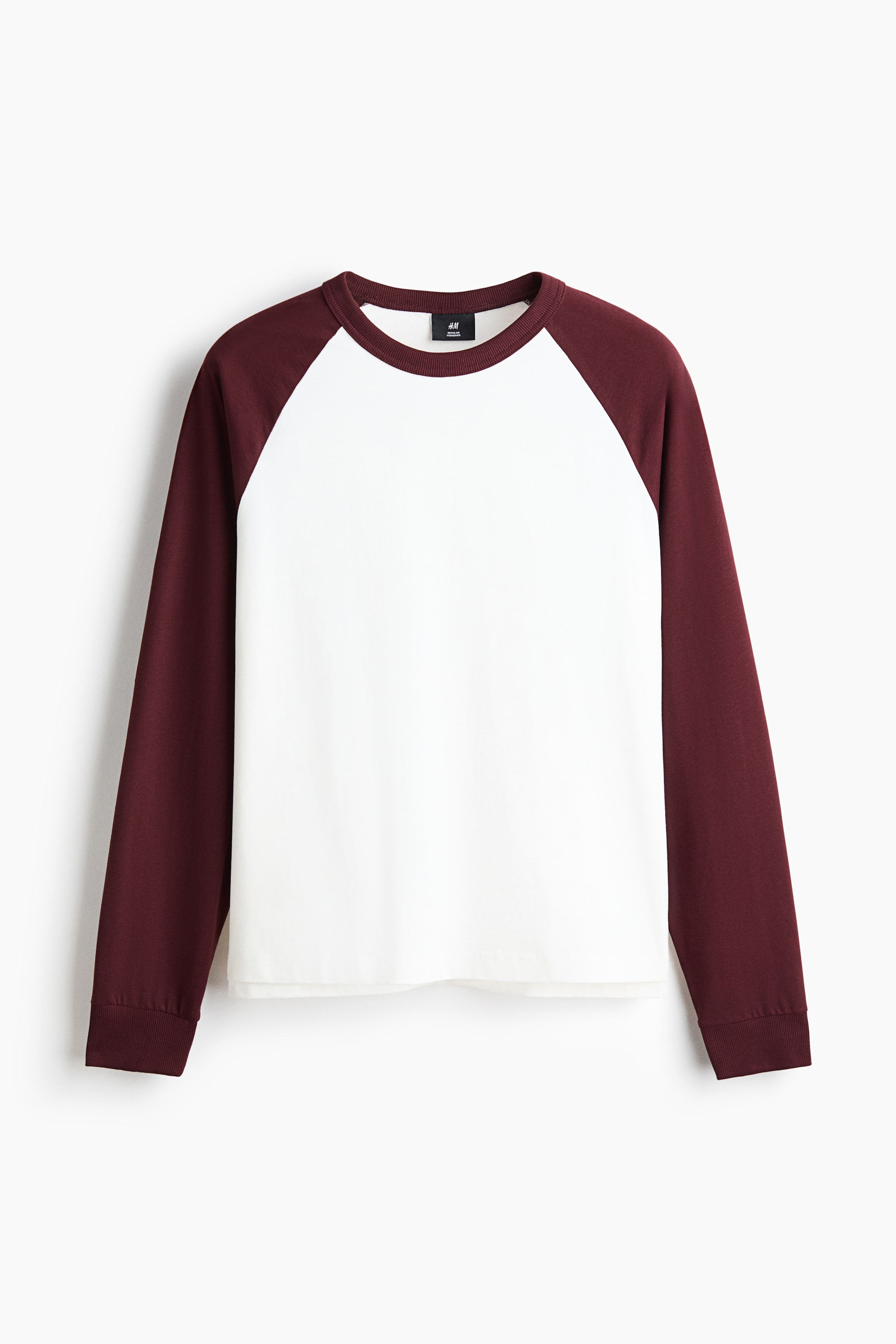 View larger image: Regular Fit Long-sleeved T-shirt - Burgundy/Colour block - Men | H&M 1