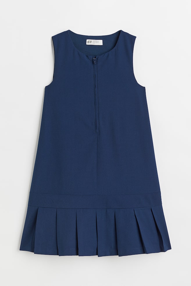 Pleat-detail dress - Navy - 1