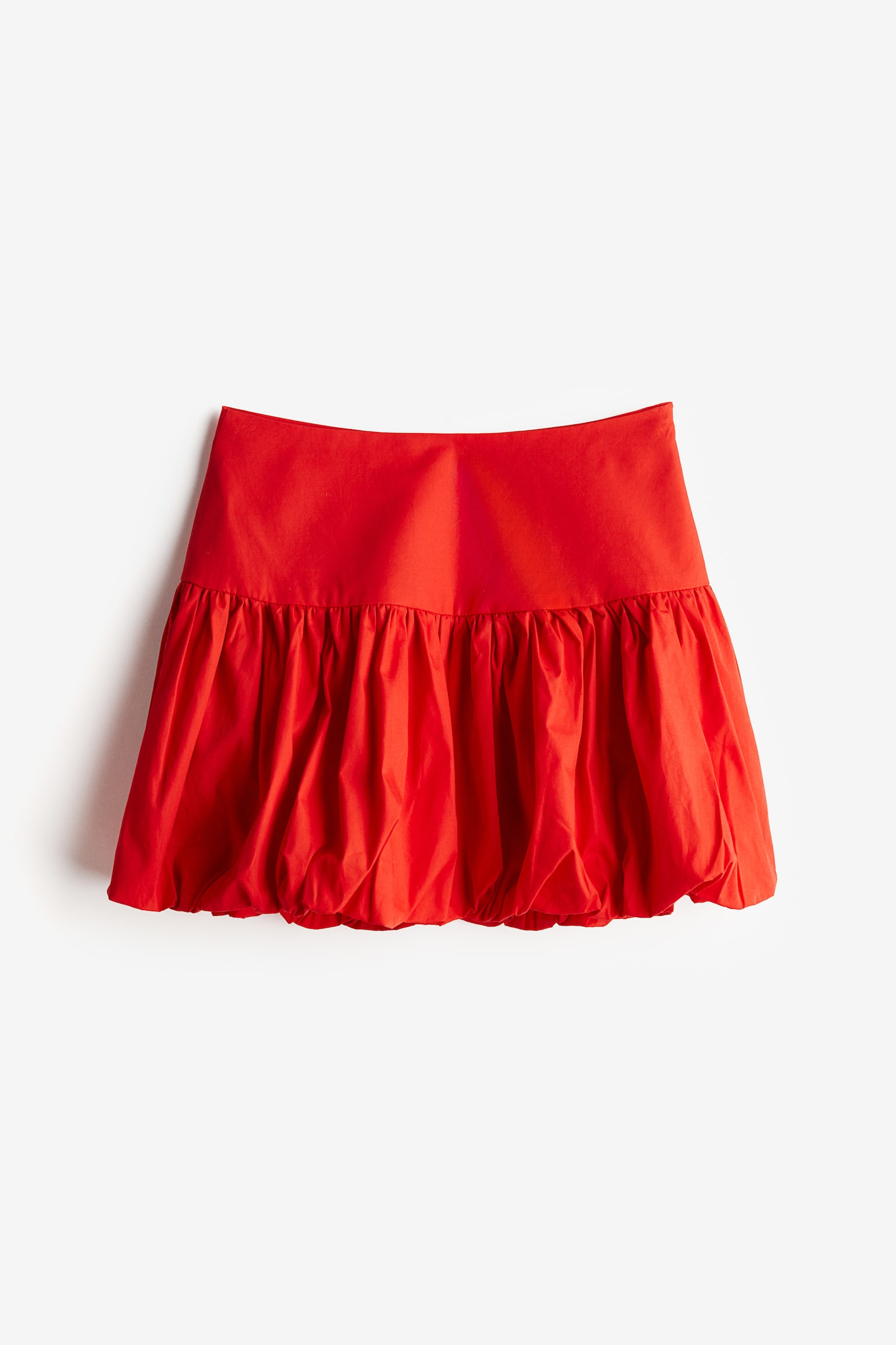 Bubble Hem Poplin Mini Skirt - Red - 2