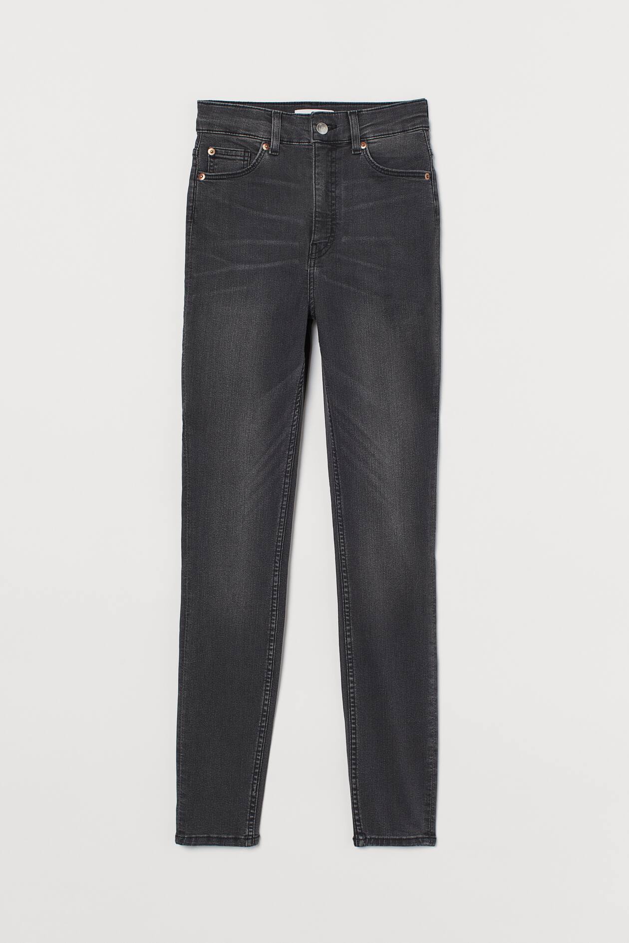 Skinny High Jeans - High waist - Long - Dark denim gray - Ladies | H&M US