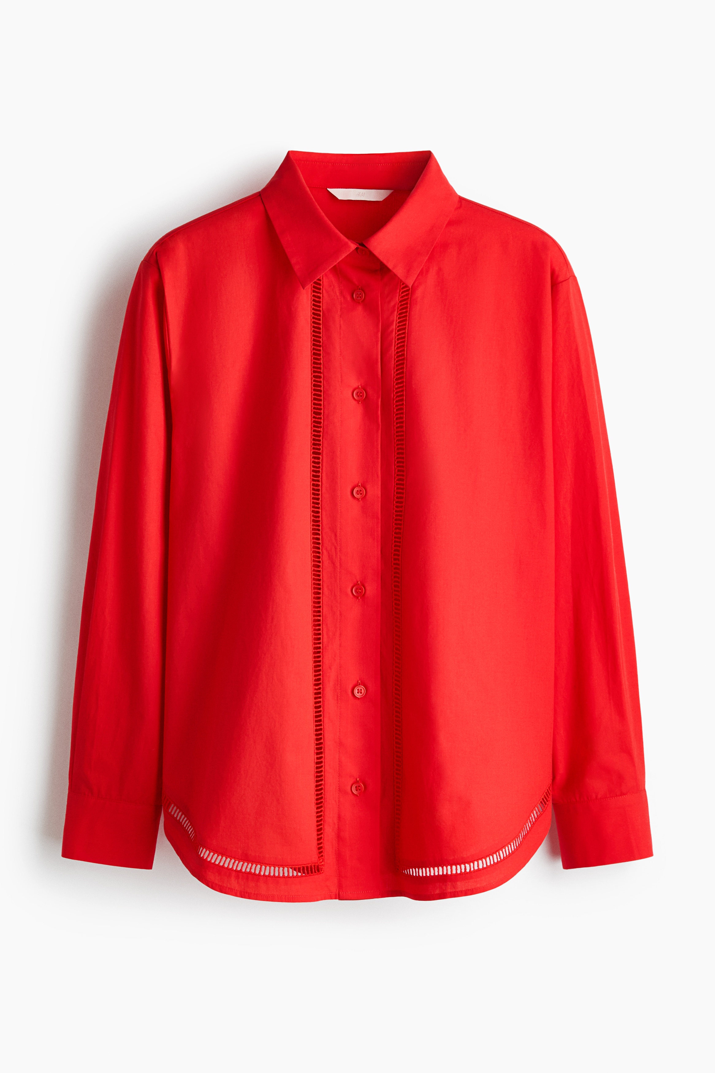 Lace-inset cotton shirt - Red/White