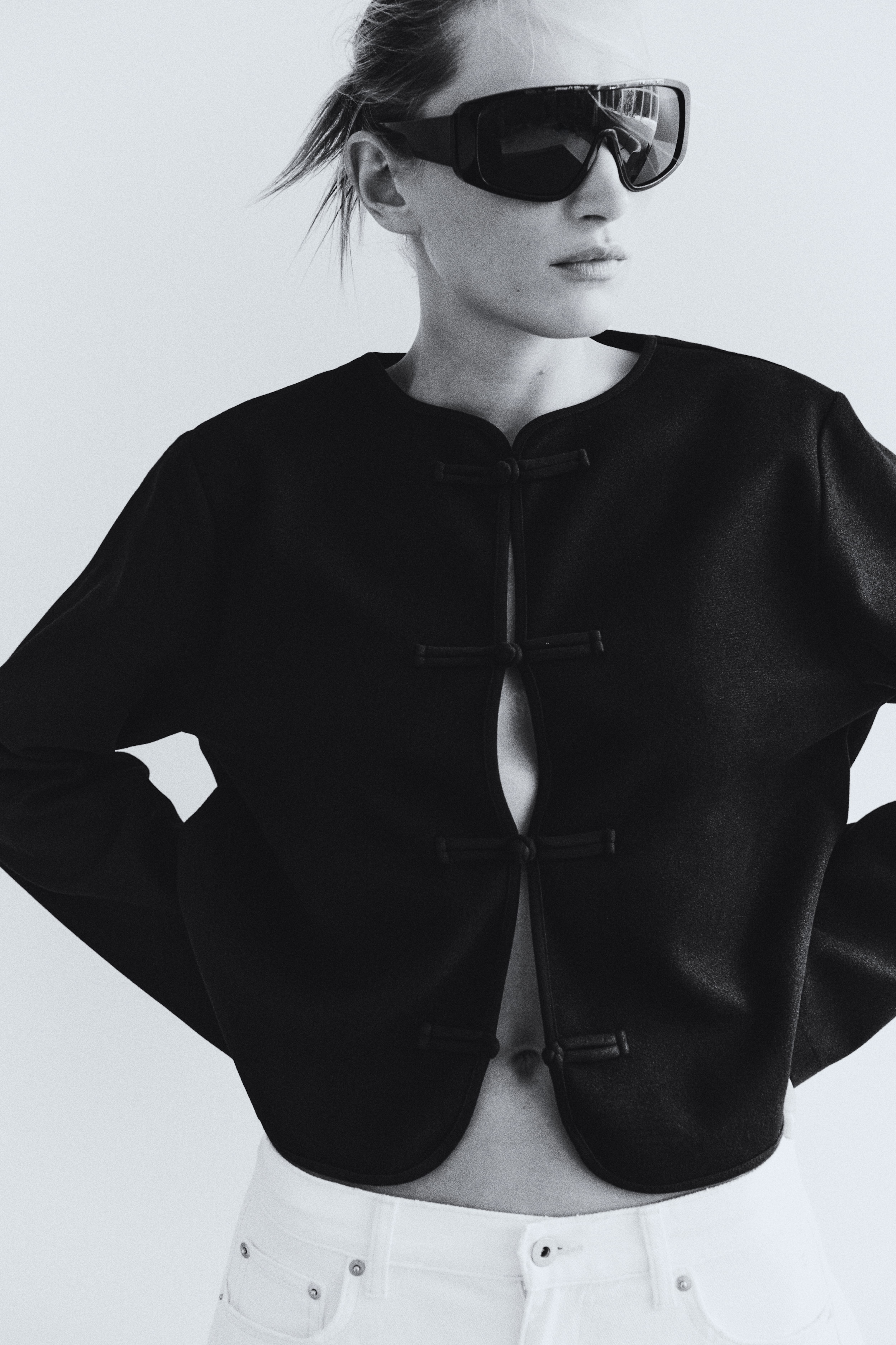 Brushed Knot-Button Jacket