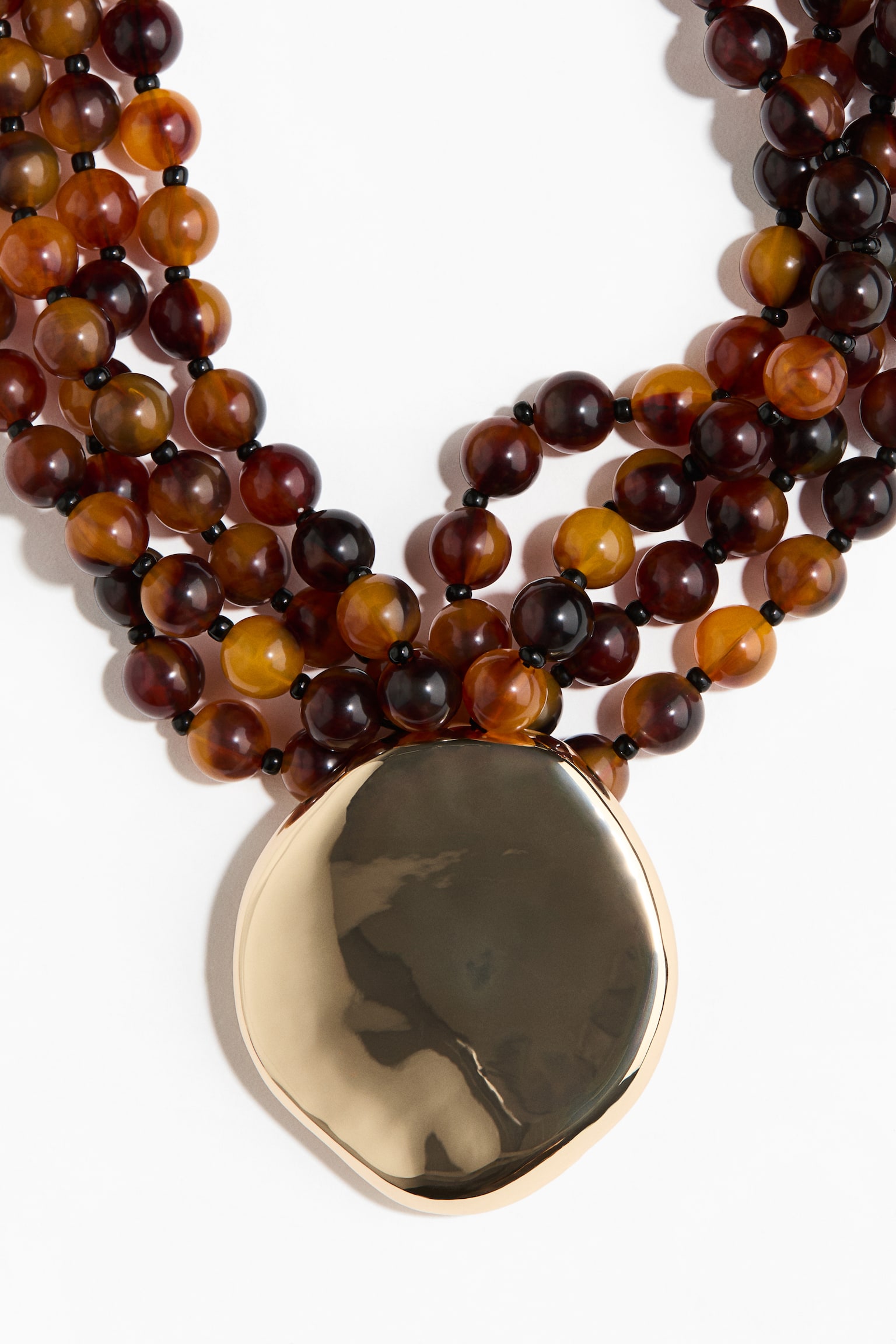 Collana di perline con pendente - Marrone/dorato - 3