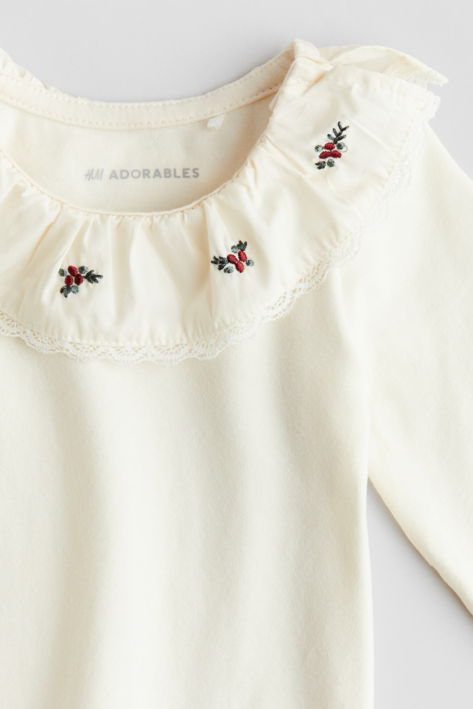 Collar Cotton Bodysuit - White/Berries - 3