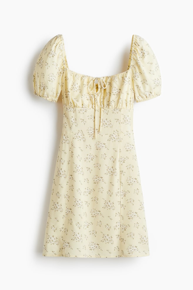 Vestido con manga puffy - Amarillo/Floral/Blanco/Floral - 1
