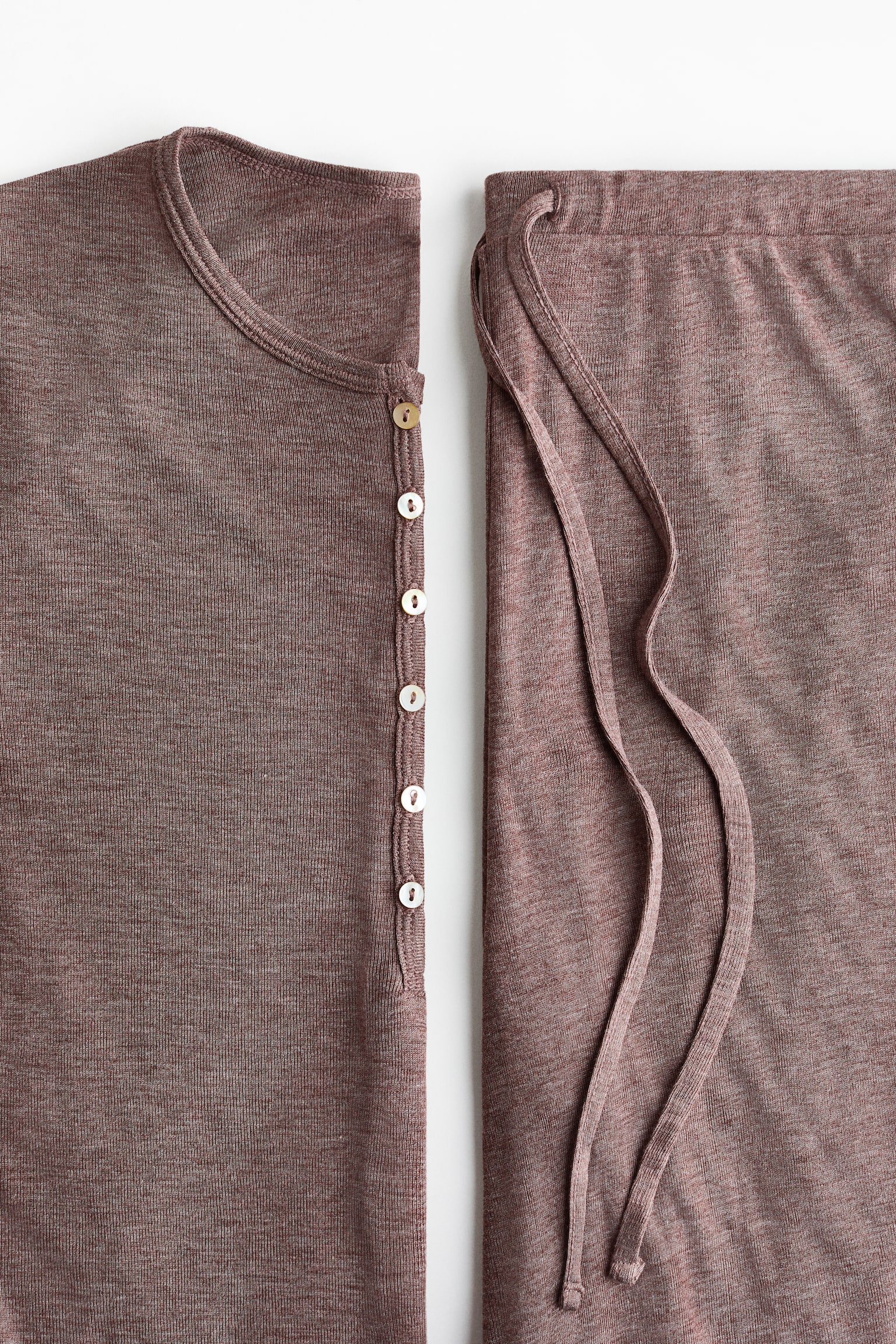 Pyjama en viscose mélangée - Taupe foncé/Gris clair chiné - 6