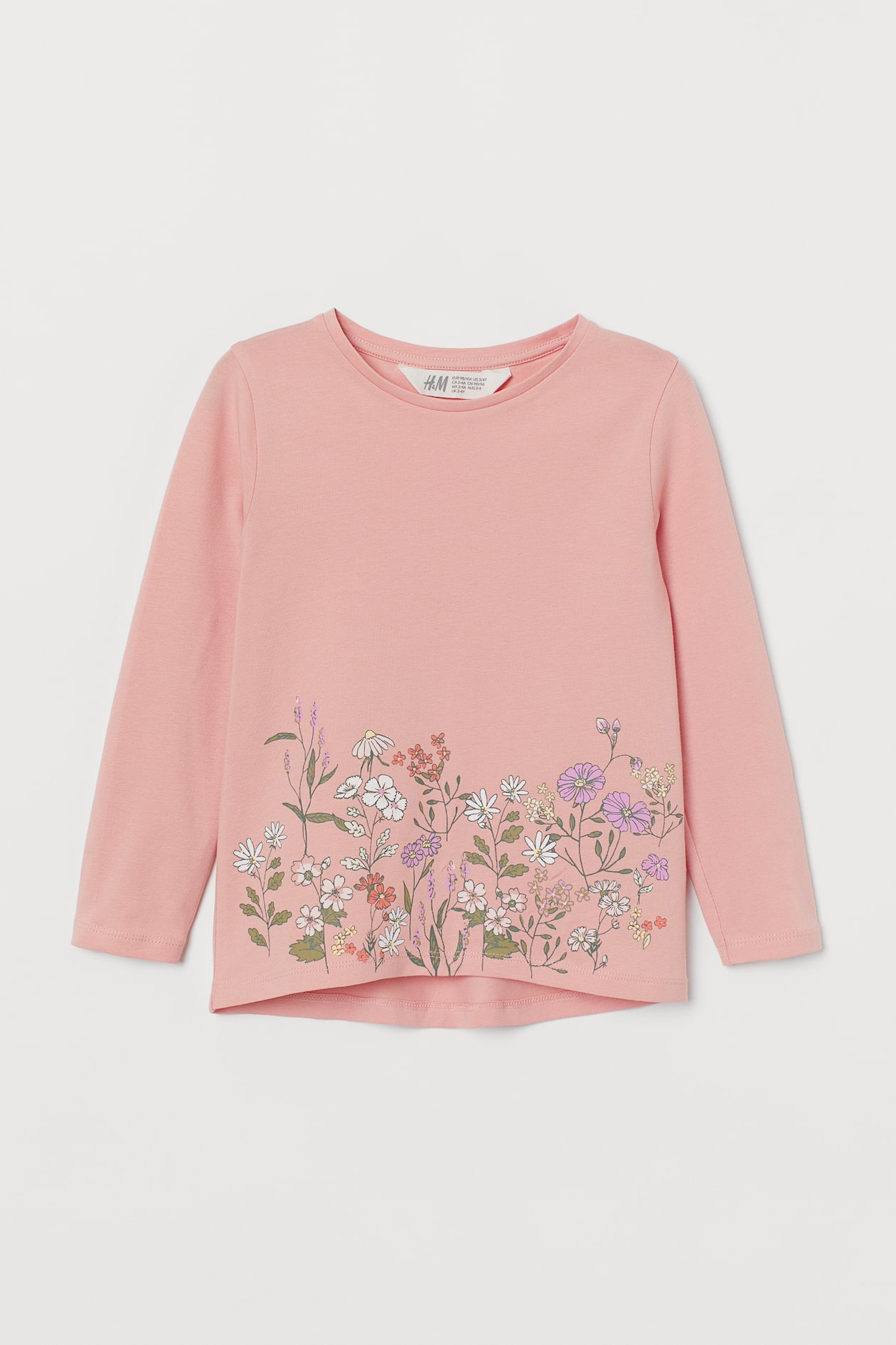 Zoe Shirt - Round Neck - Long sleeve - Light pink/wildflowers - Kids ...