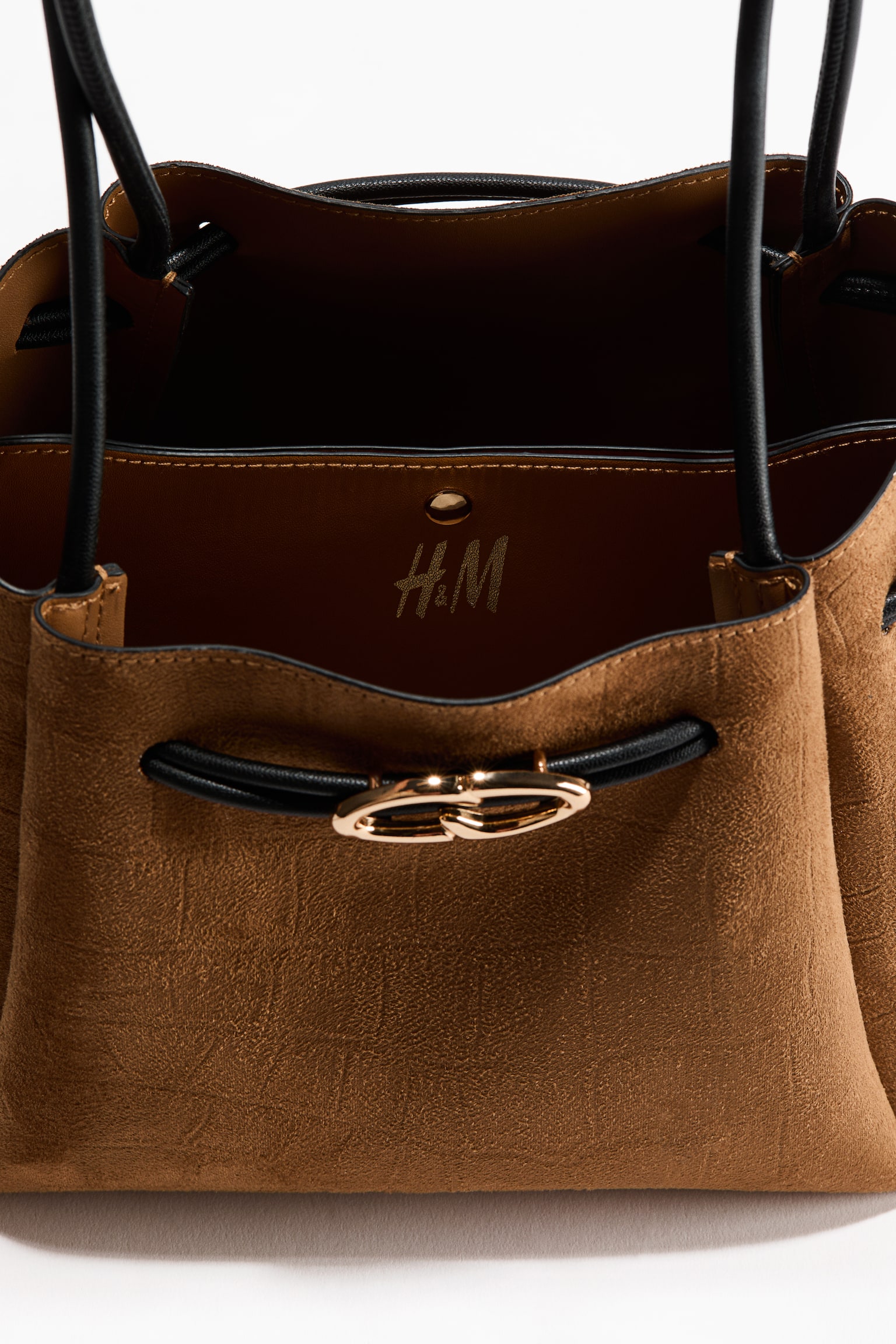 Drawstring-detail shoulder bag - Brown/Dark brown/Beige - 3