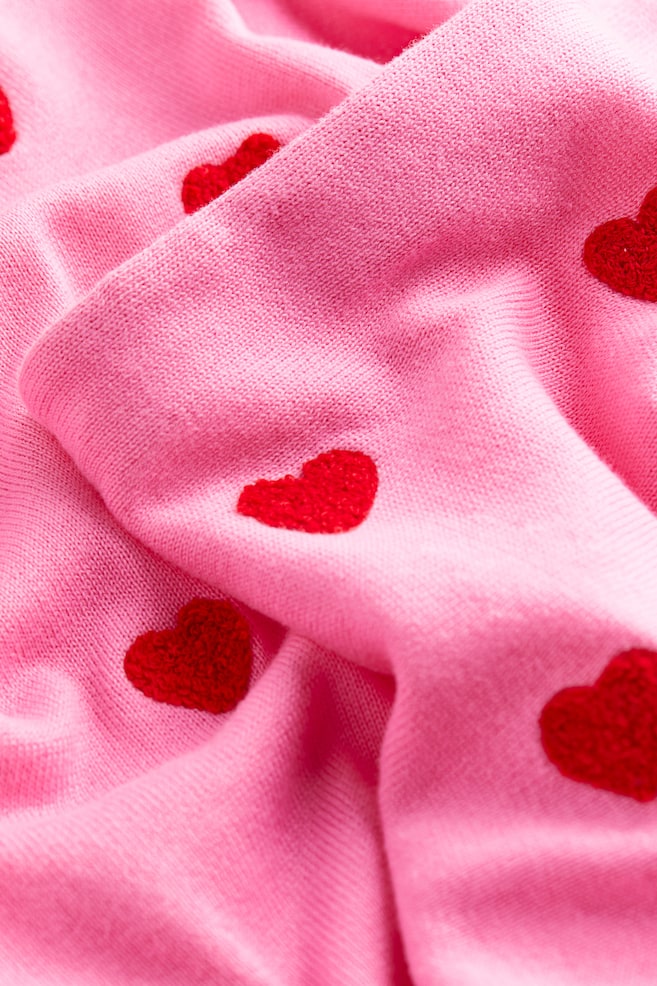 2-piece fine-knit cotton set - Pink/Hearts/Light beige/Patterned/White - 5